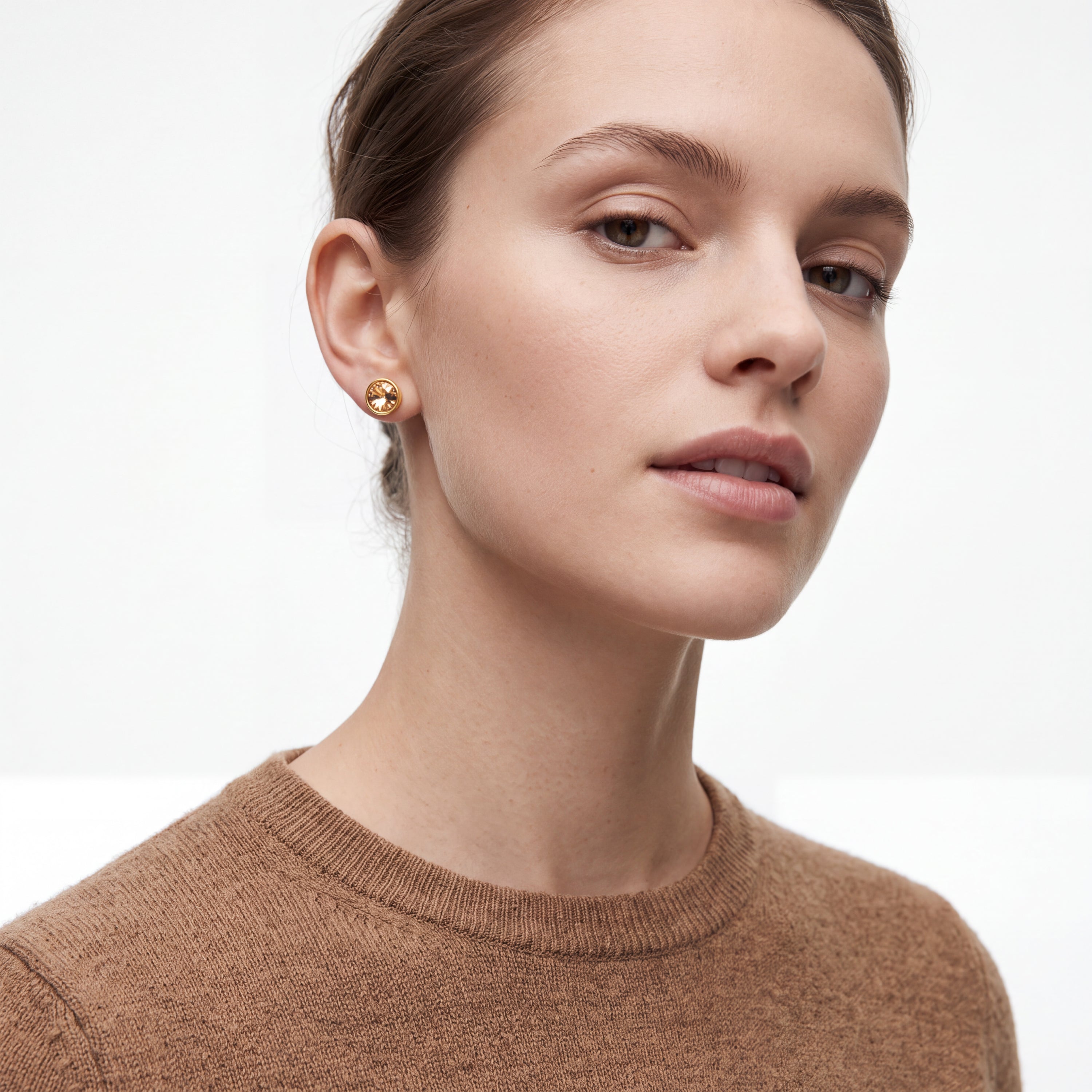 Orecchini in Cristallo Champagne con finitura in oro giallo 18k - Nufa