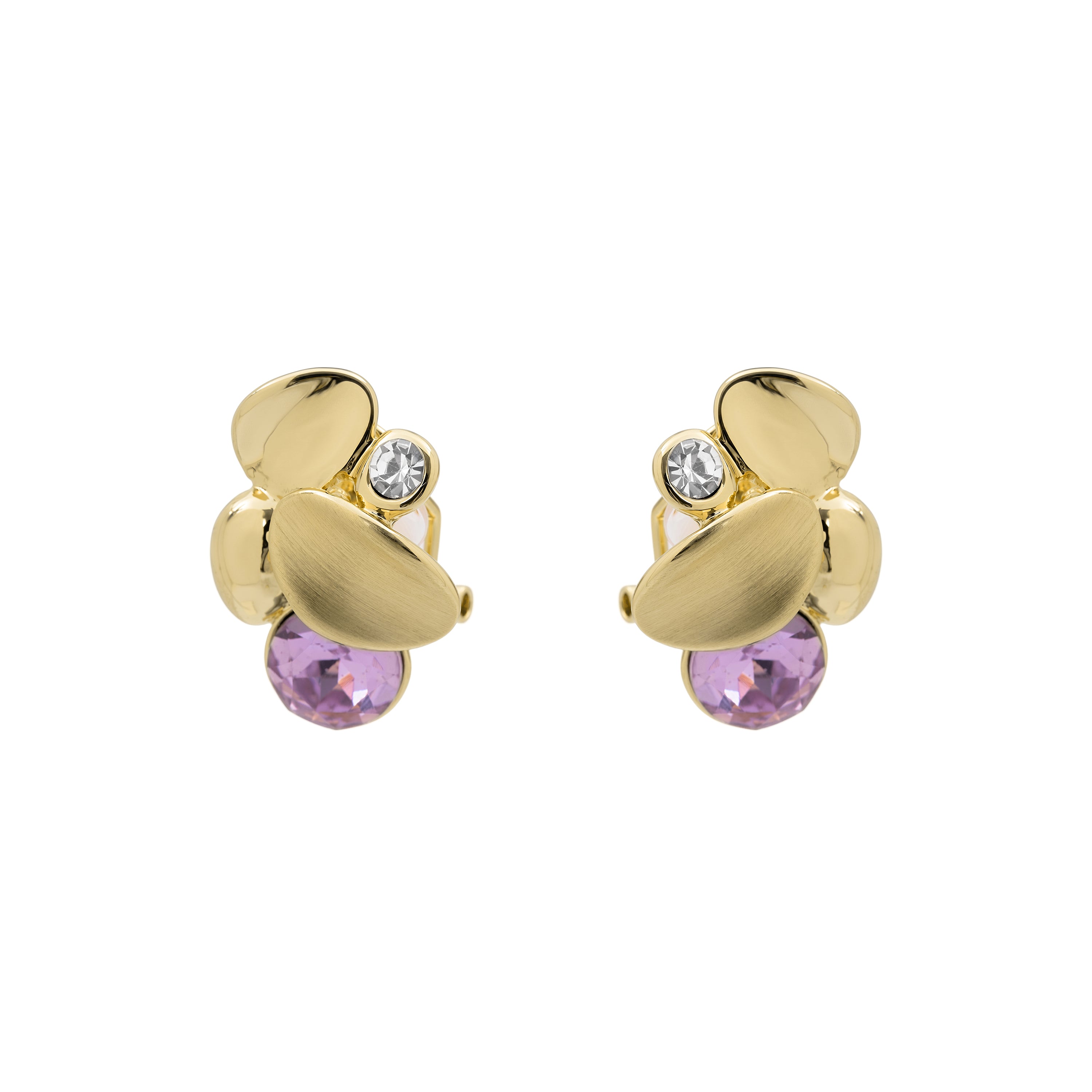Boucles d’oreilles en cristal violet plaqué or jaune 18 carats - Guowa