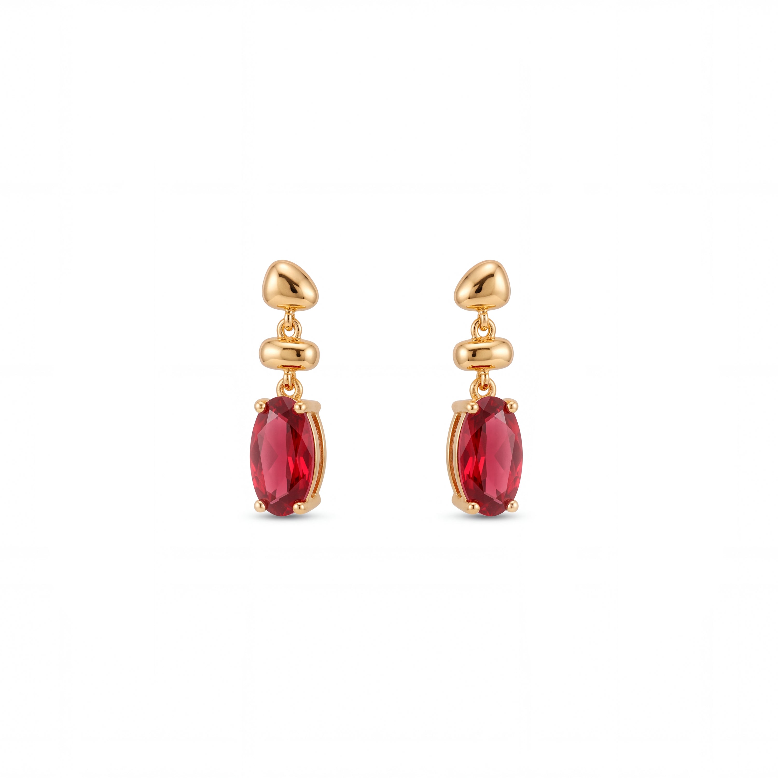 Pendientes de Cristal Rojo acabado en oro amarillo de 18k - Midfan