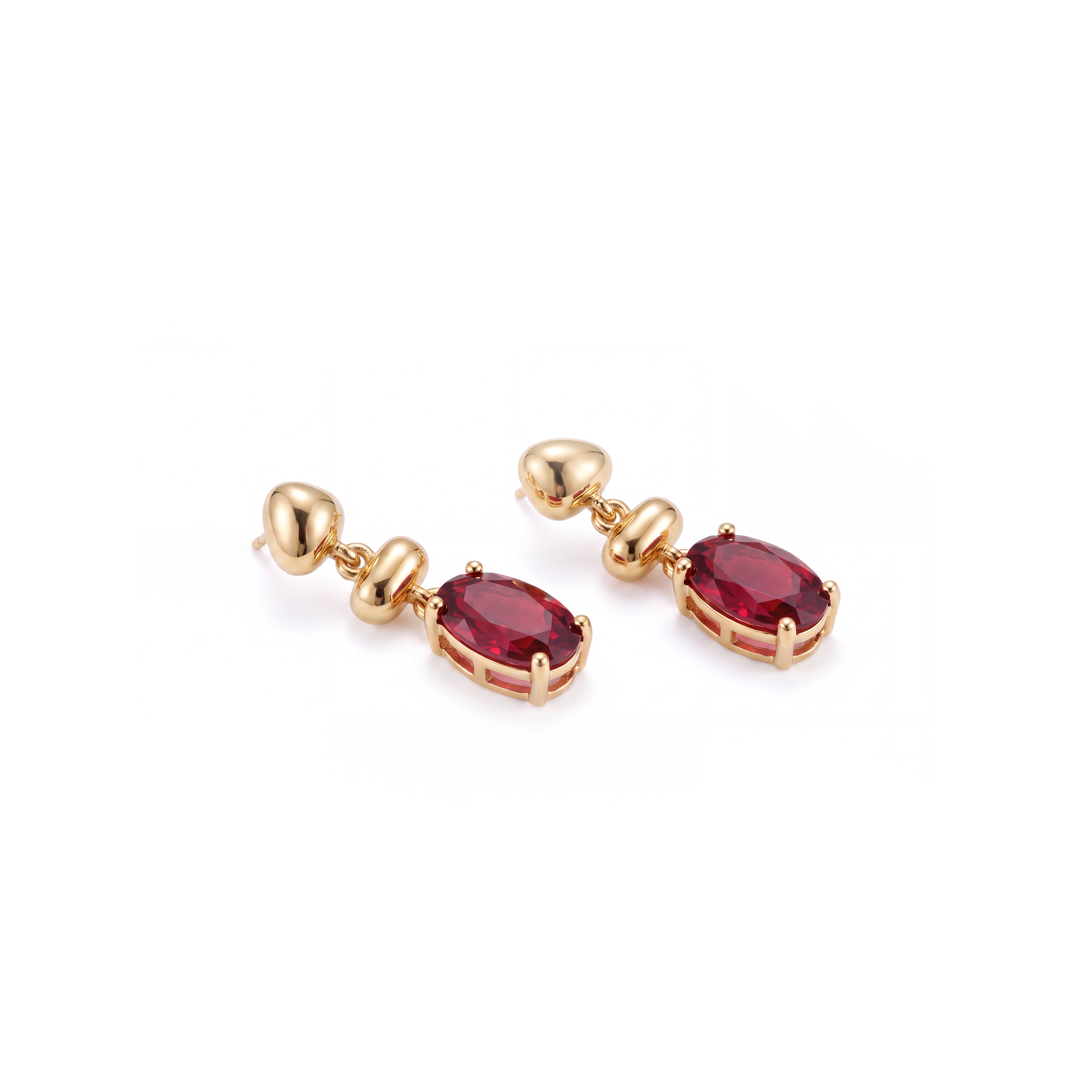 Pendientes de Cristal Rojo acabado en oro amarillo de 18k - Midfan