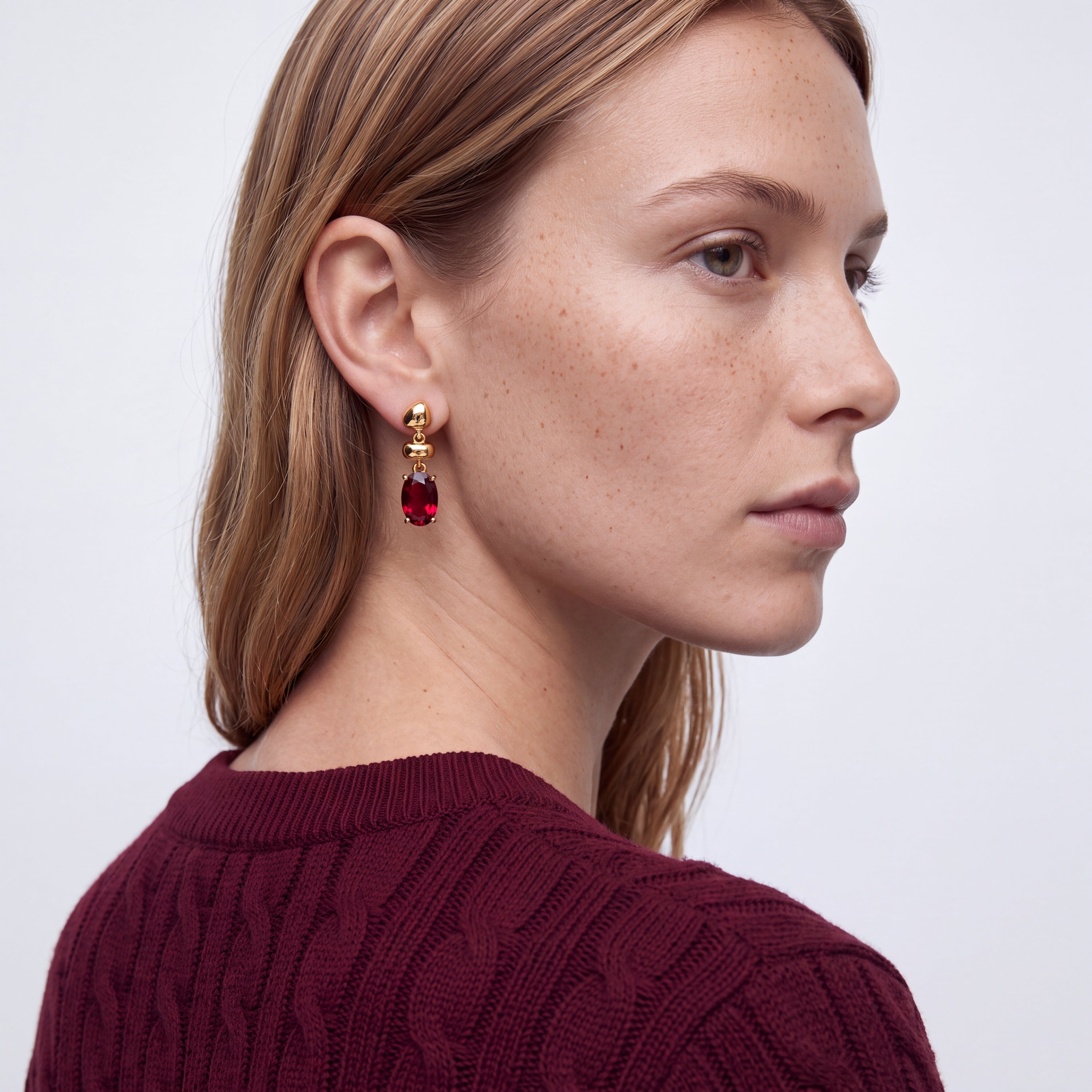 Pendientes de Cristal Rojo acabado en oro amarillo de 18k - Midfan