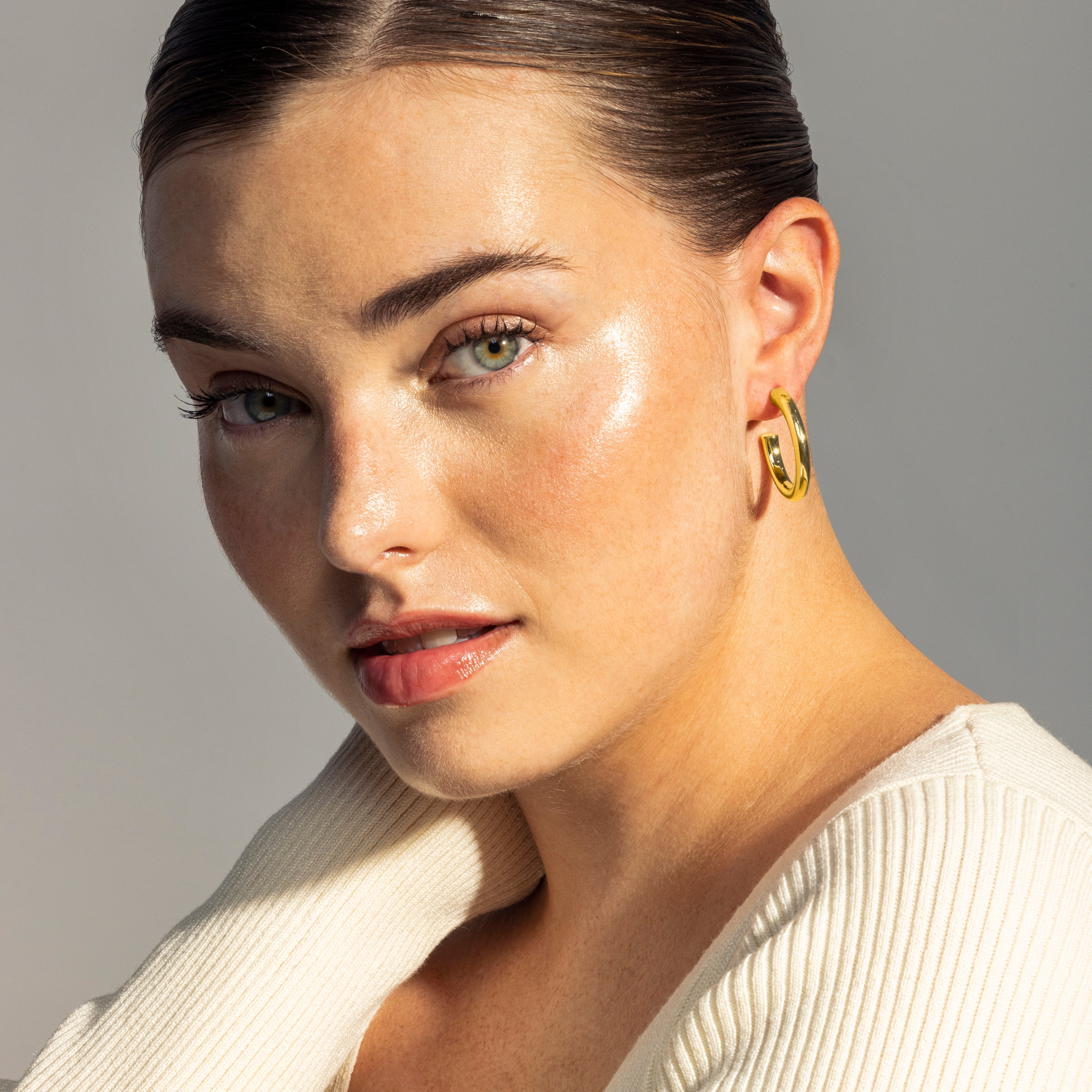 29mm diameter earrings 18K Yellow Gold finish - Dancir