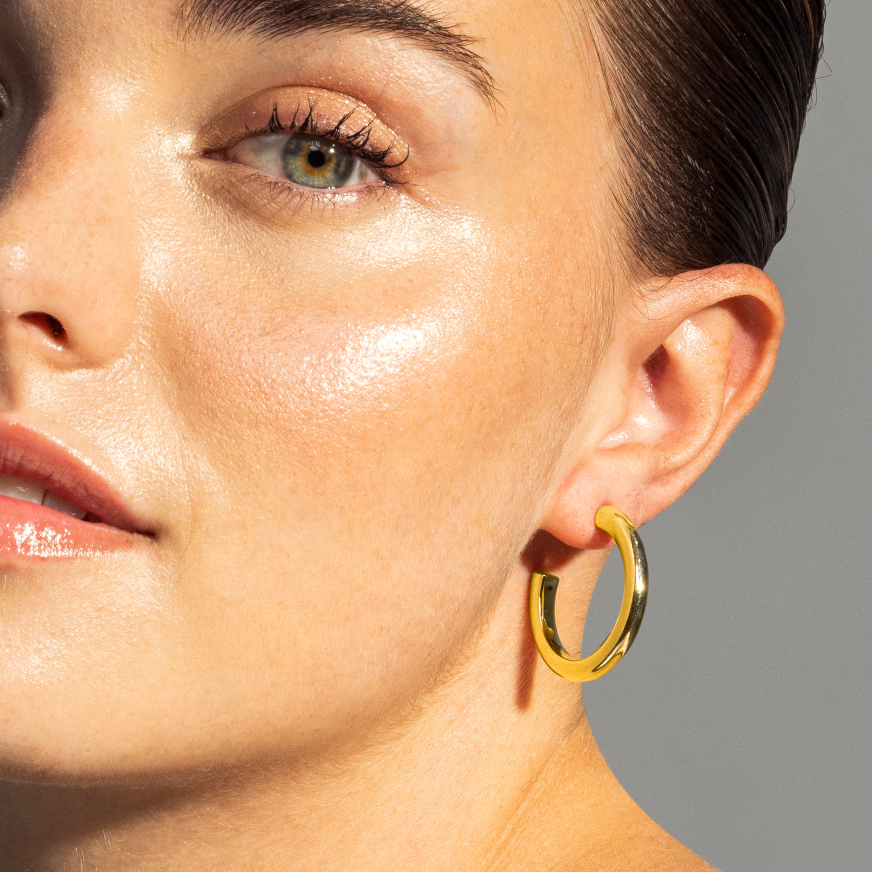 29mm diameter earrings 18K Yellow Gold finish - Dancir