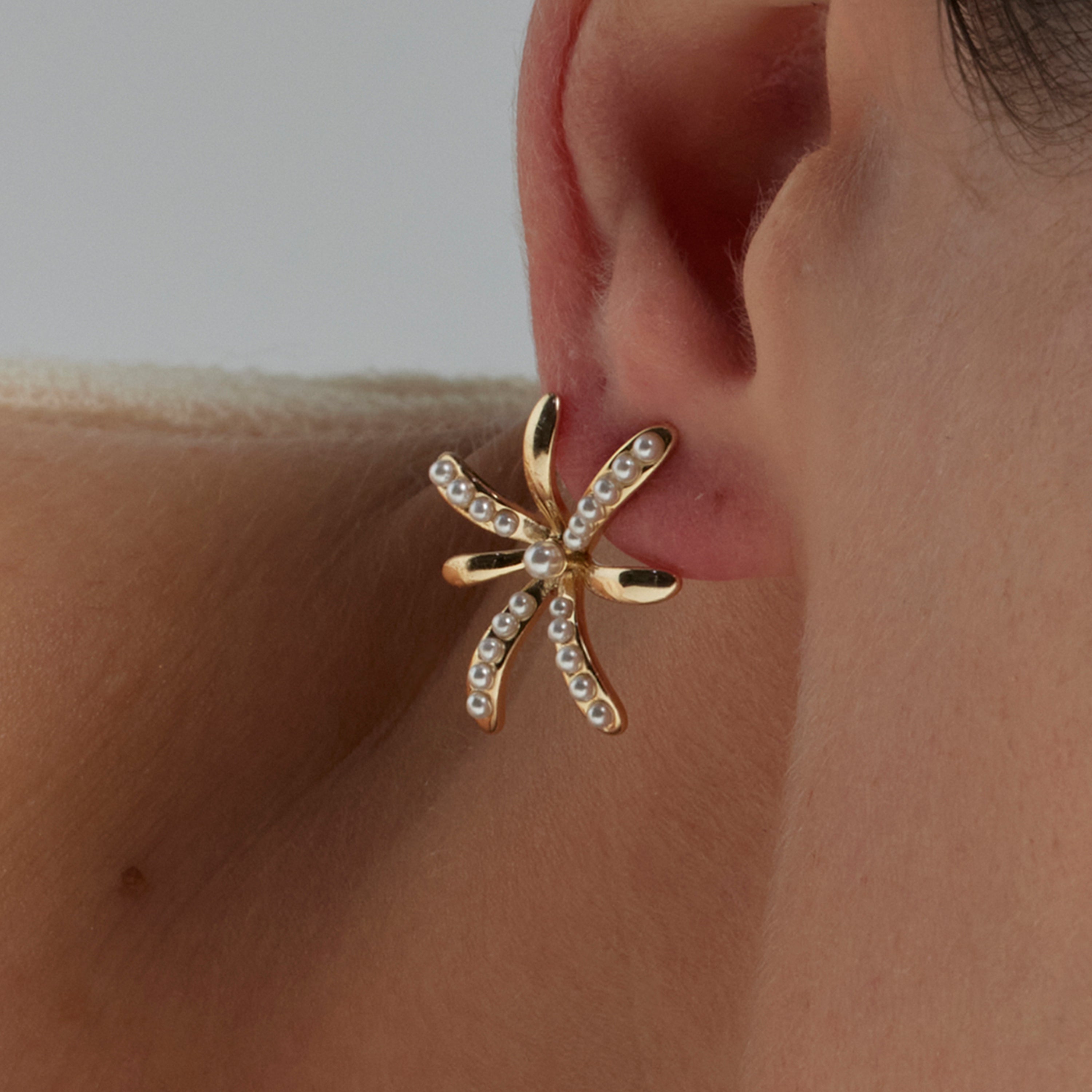 Ohrringe aus weißer Perle mit Rhodium-Finish - Rismu