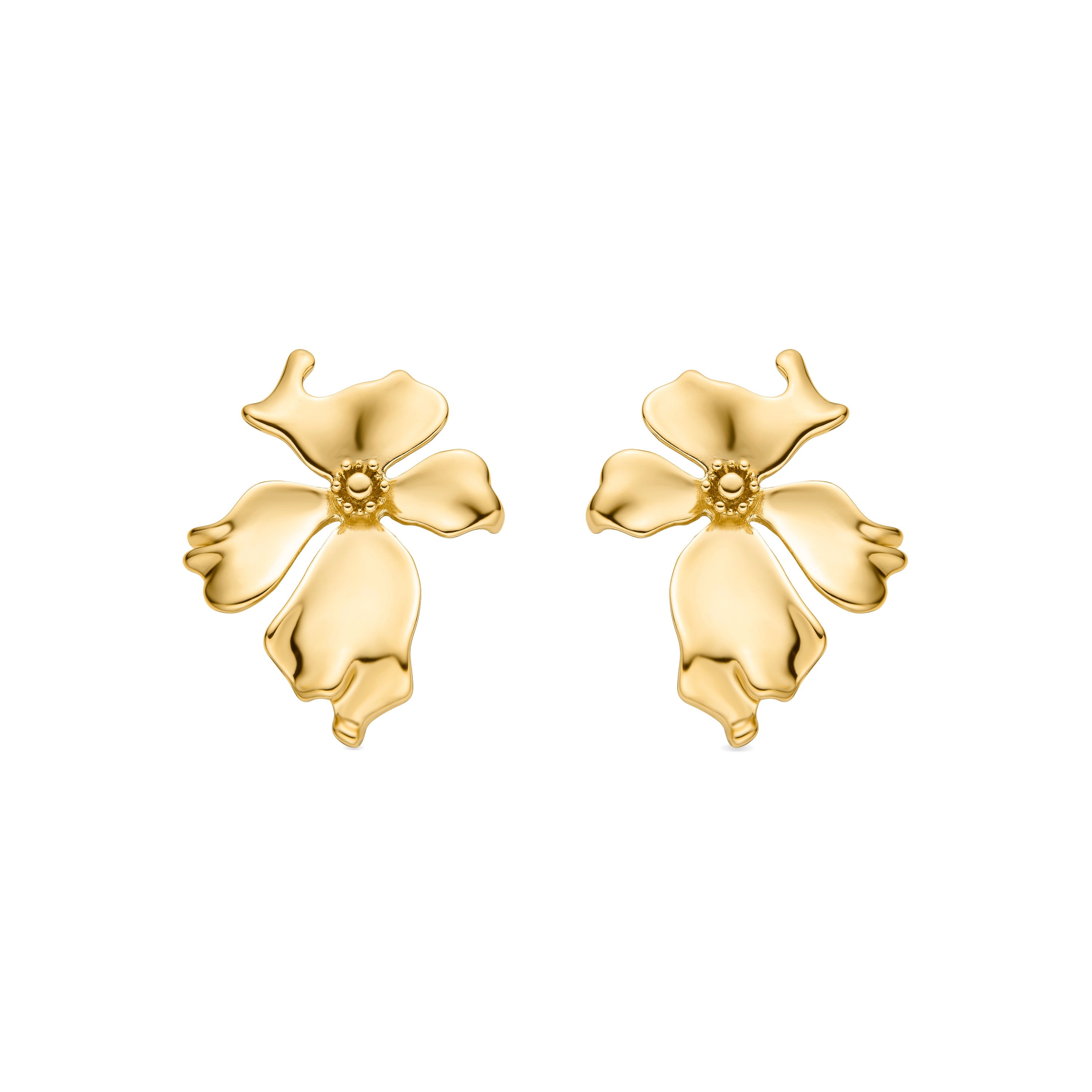 Brincos acabados em ouro amarelo 18K - Haiqua
