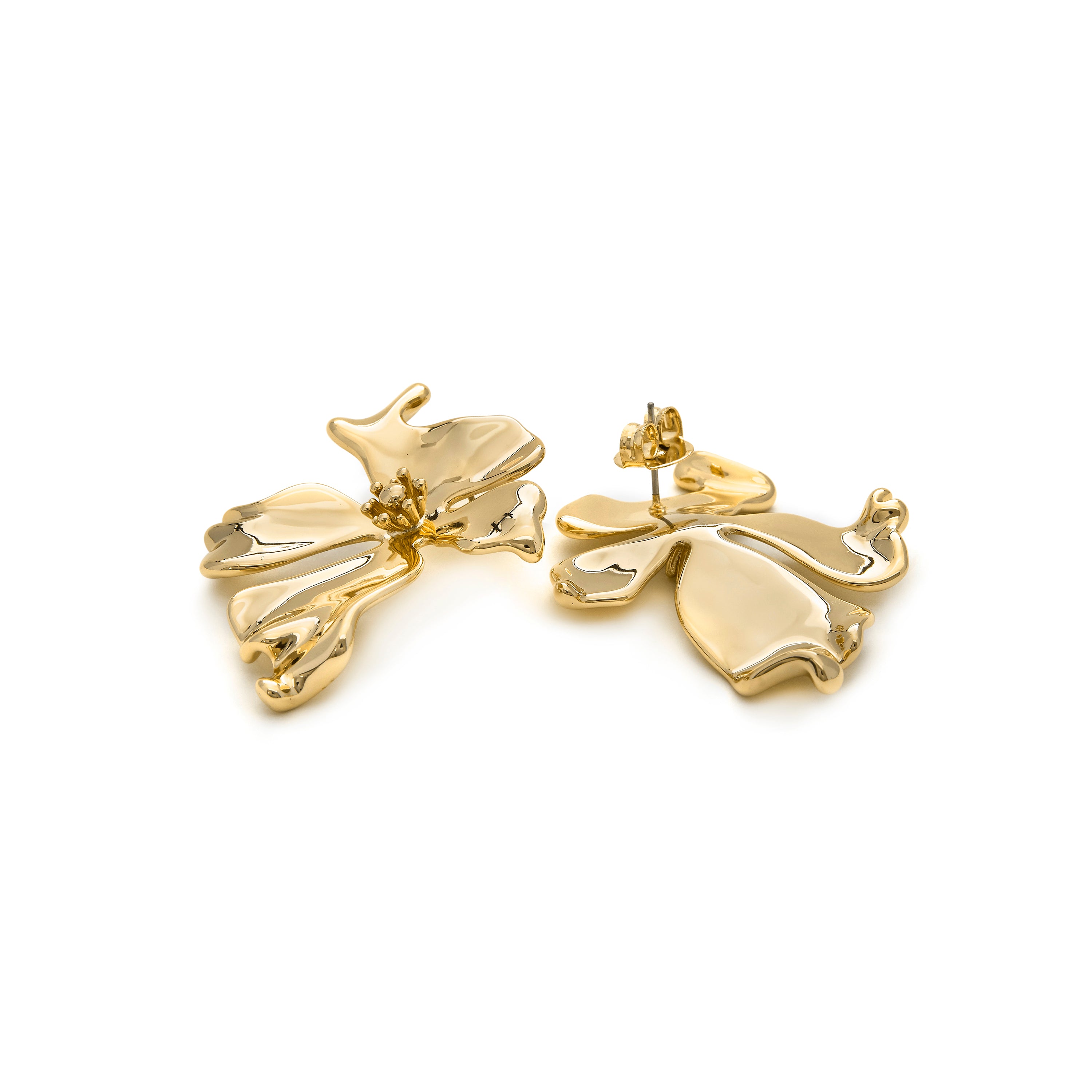 Brincos acabados em ouro amarelo 18K - Haiqua