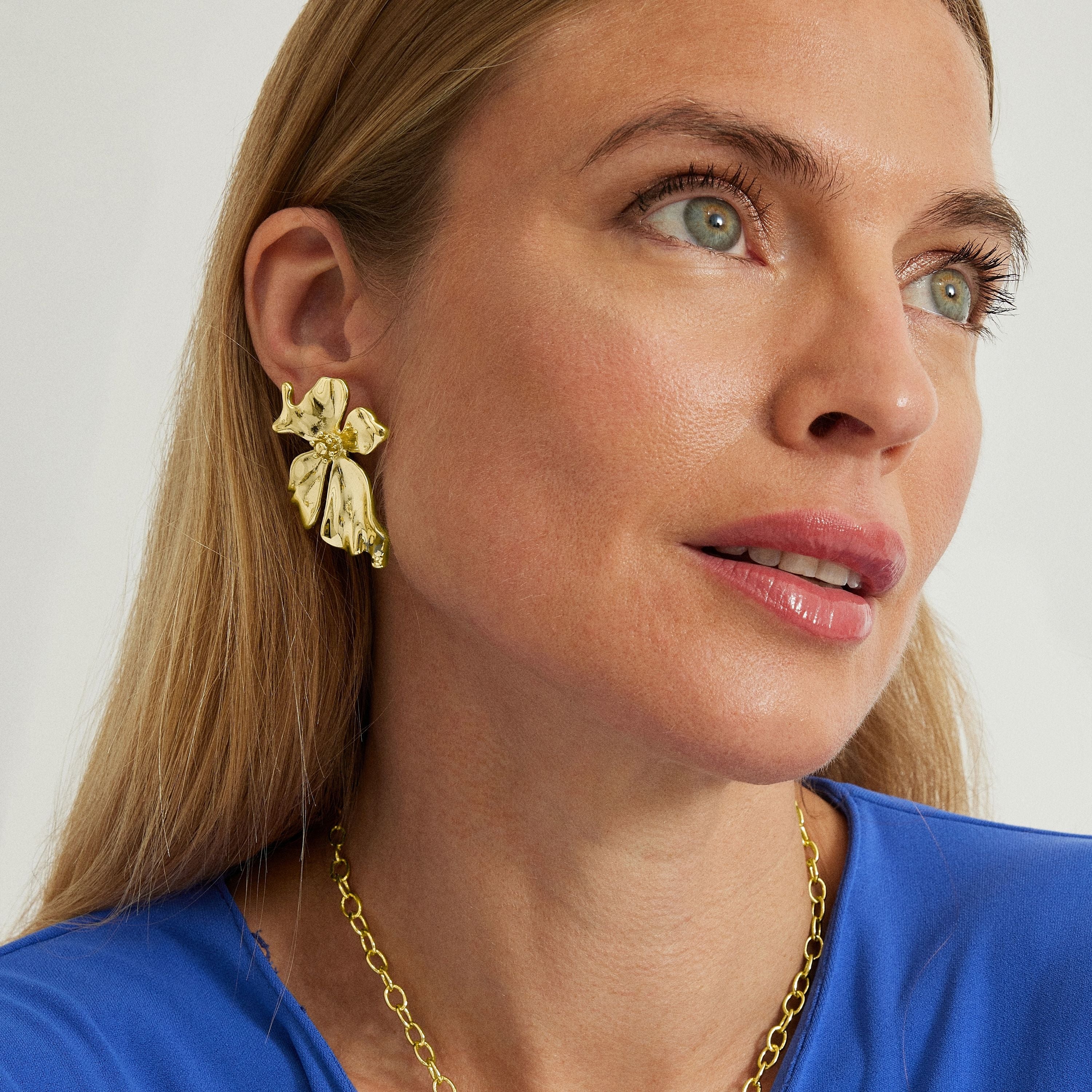 Pendientes acabados en oro amarillo 18K - Haiqua