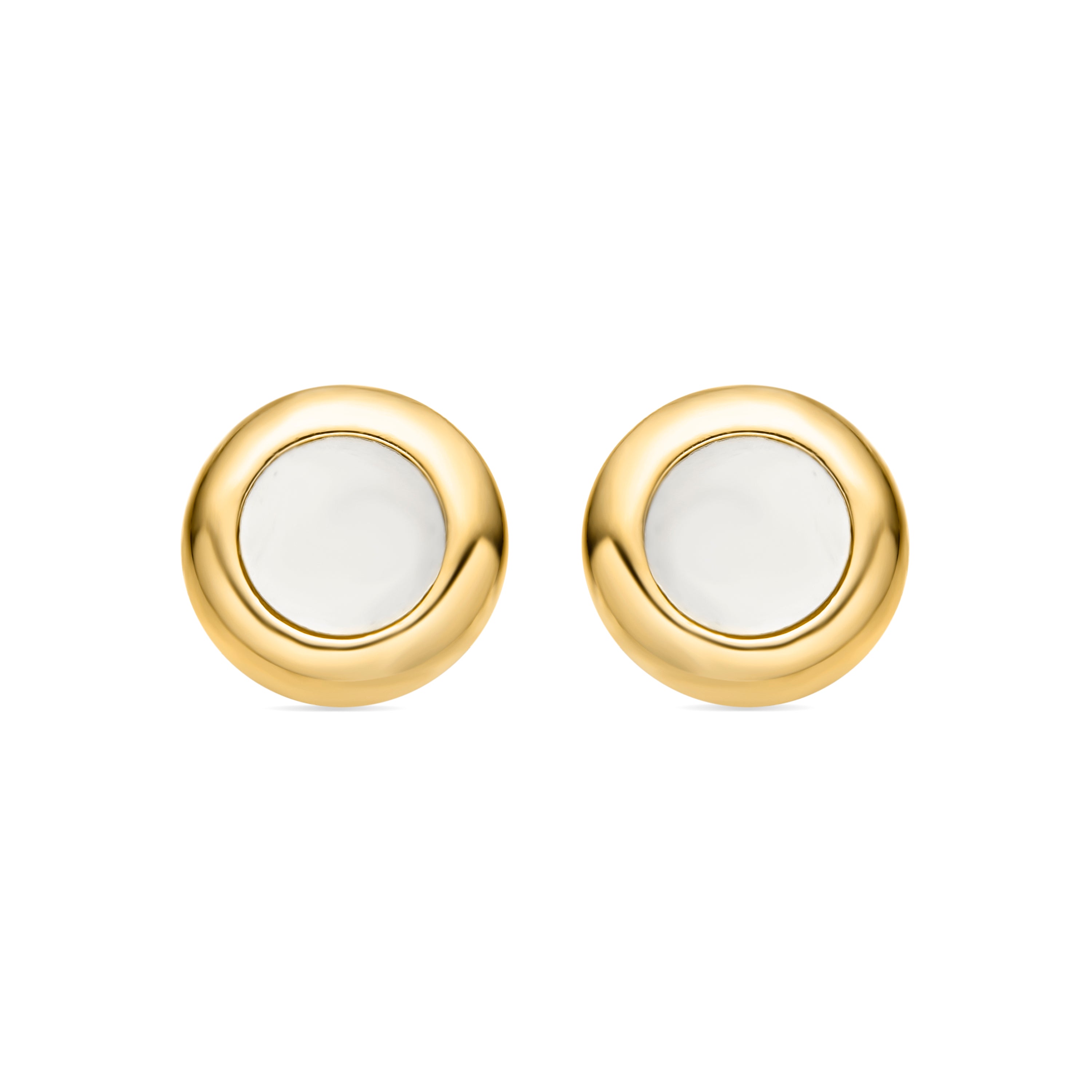 Pendientes de Madreperla Blanca acabados en oro amarillo 18K - Maba