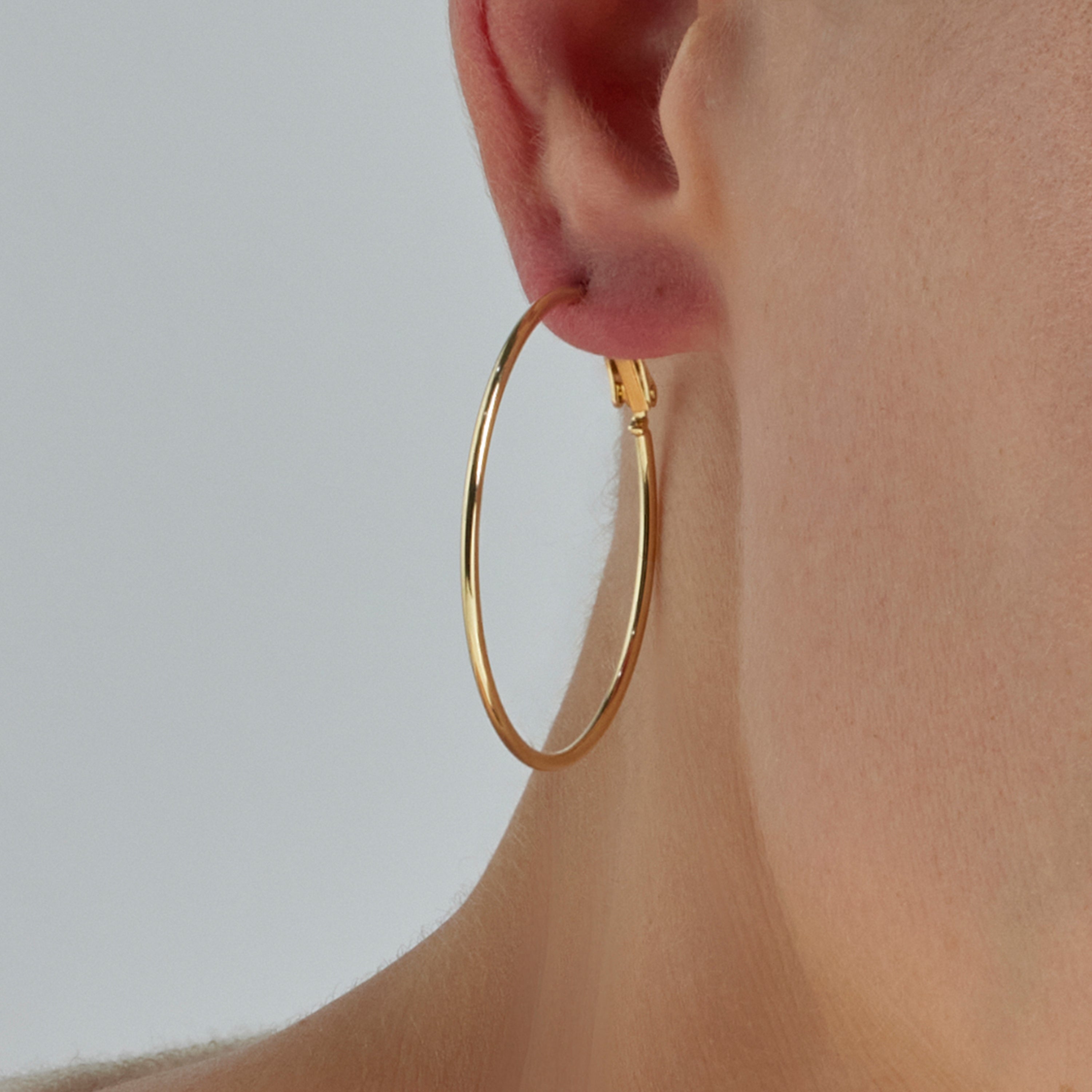 Ohrringe mit 40mm Durchmesser, 18k Gelbgold-Finish - Kelxo