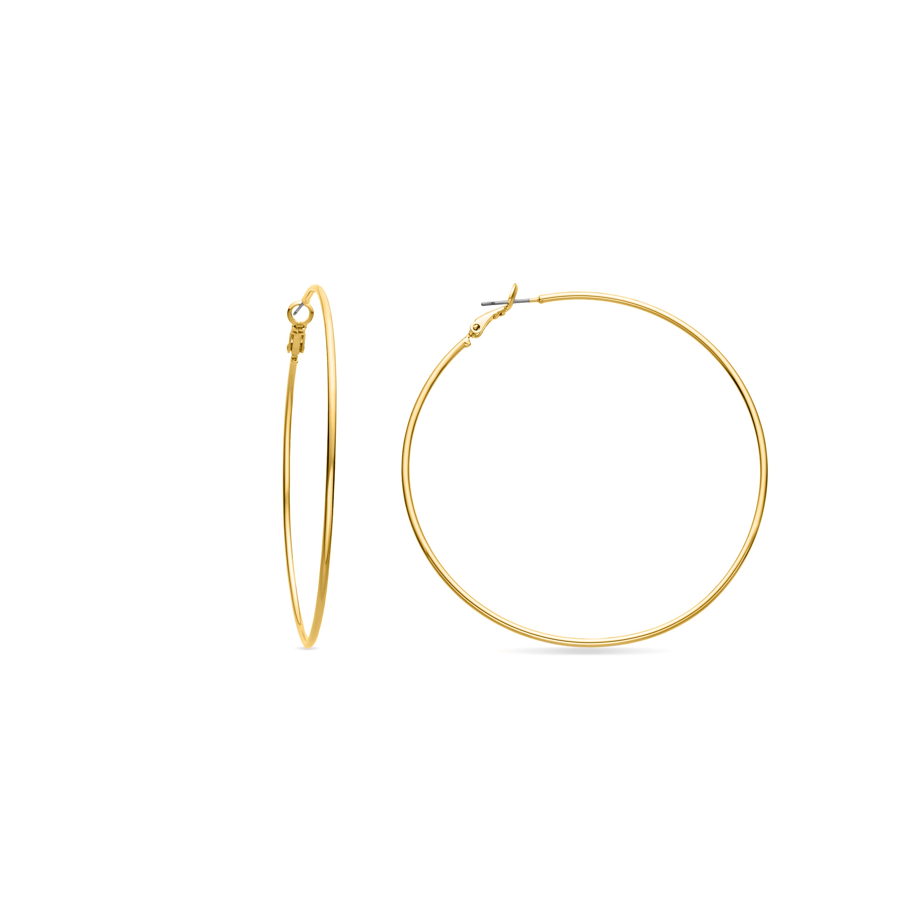 70mm diameter earrings 18k Yellow Gold finish - Kelxo