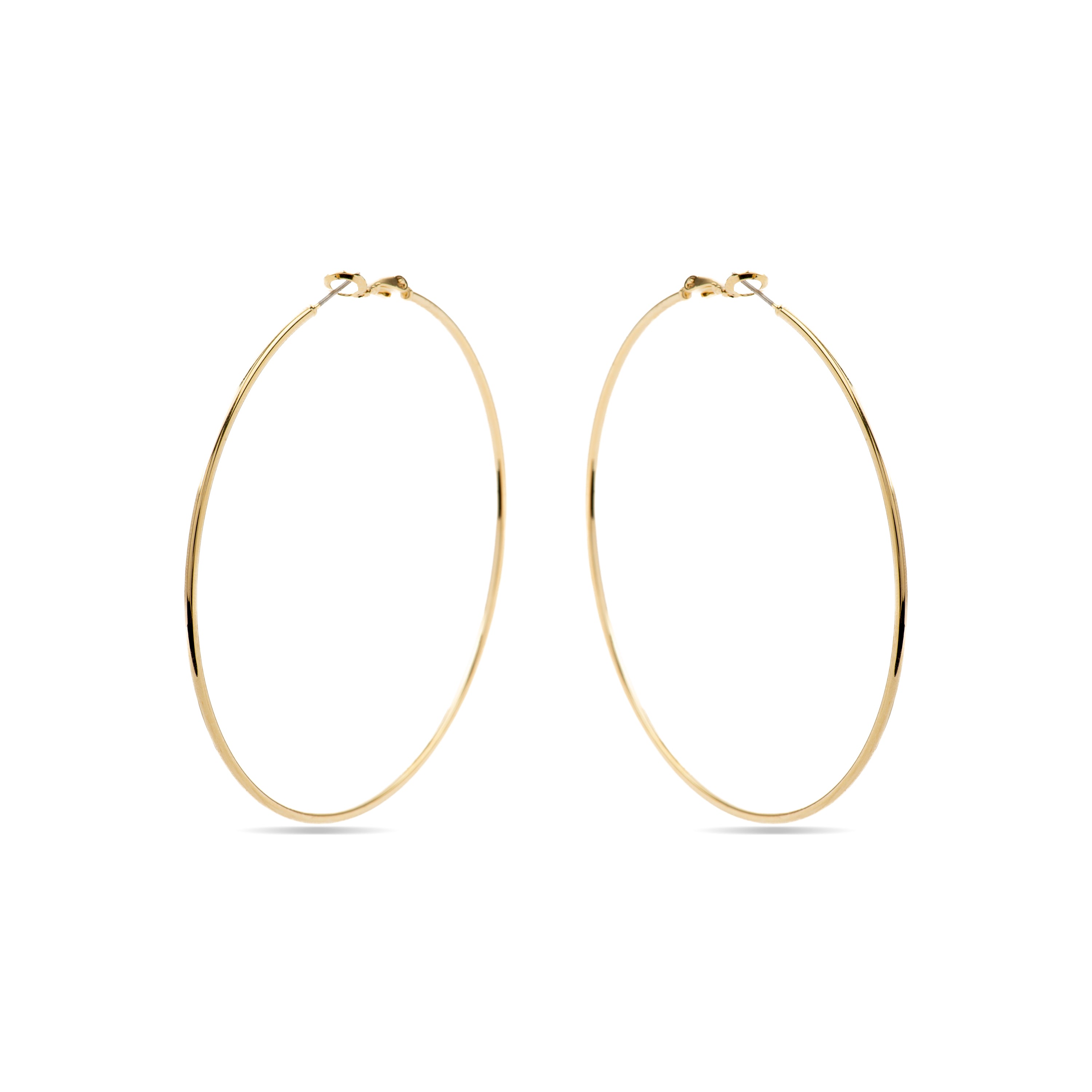 70mm diameter earrings 18k Yellow Gold finish - Kelxo