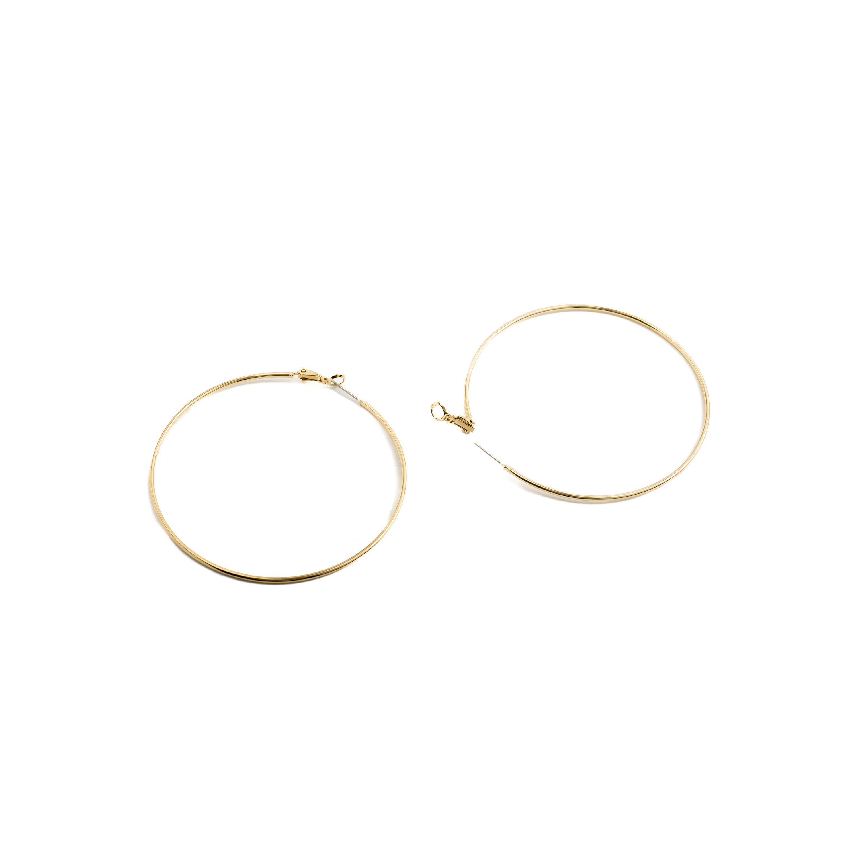 70mm diameter earrings 18k Yellow Gold finish - Kelxo