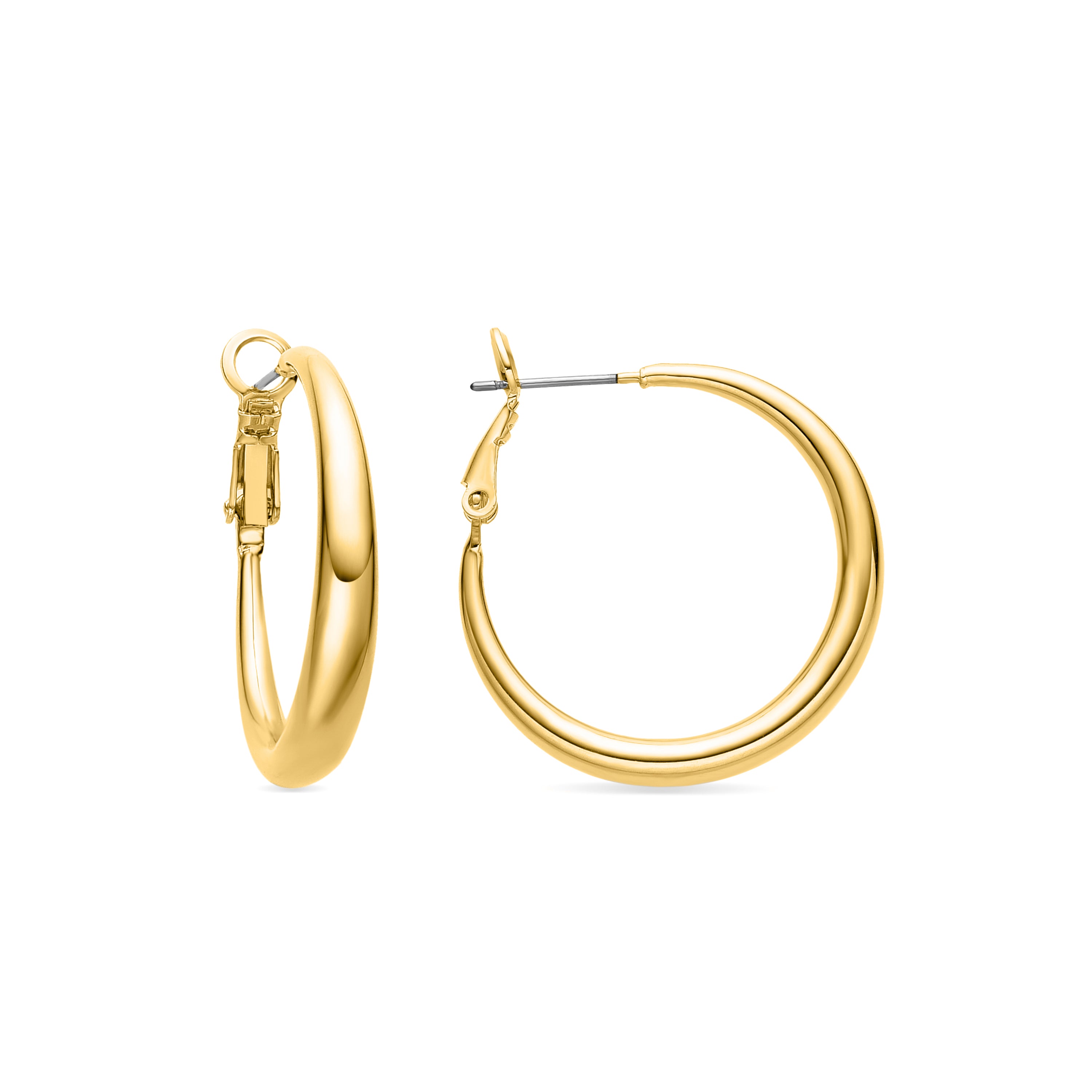 Boucles d'oreilles de 28mm de diamètre finition Or Jaune 18k - Qupa