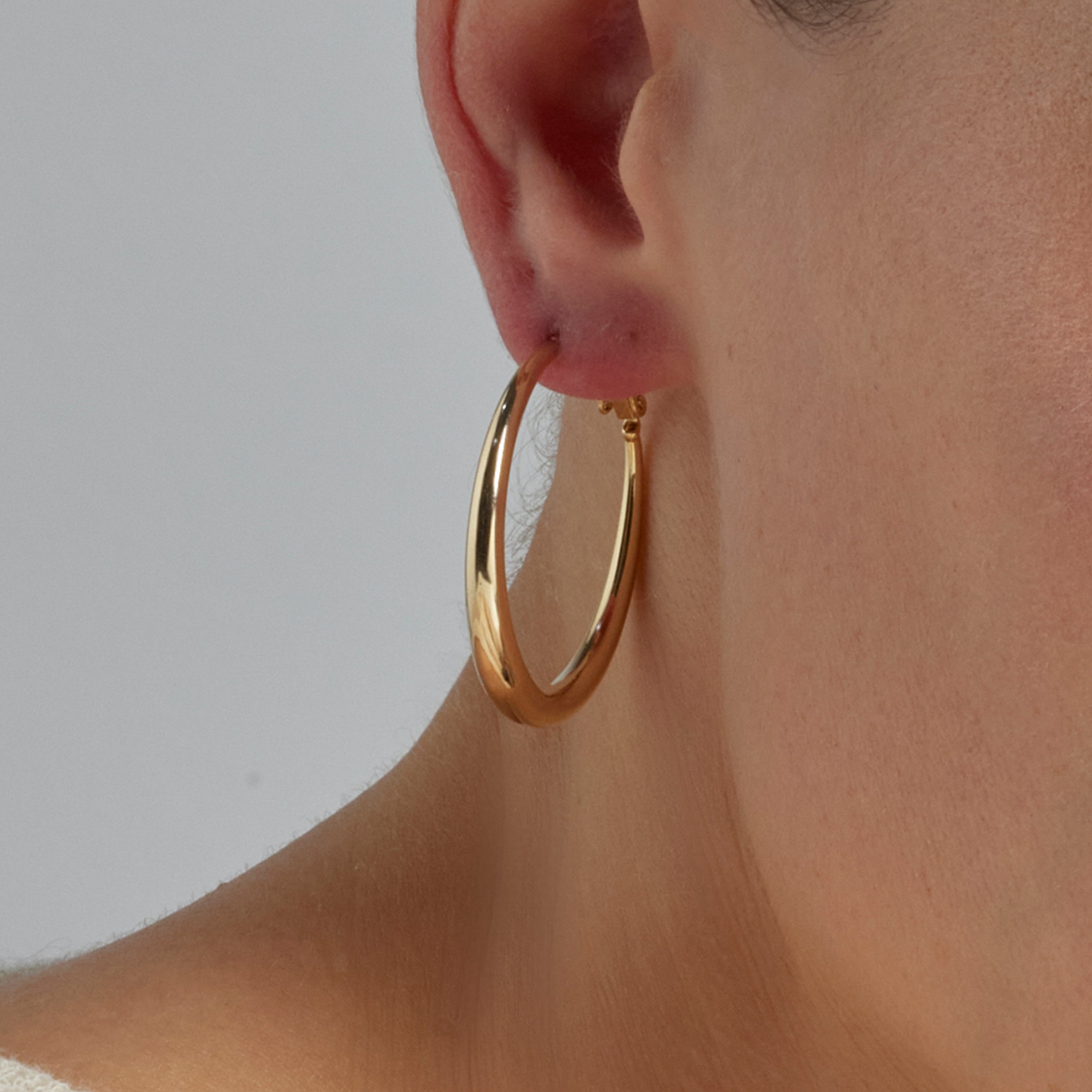 Boucles d'oreilles de 34mm de diamètre finition Or Jaune 18k - Qupa