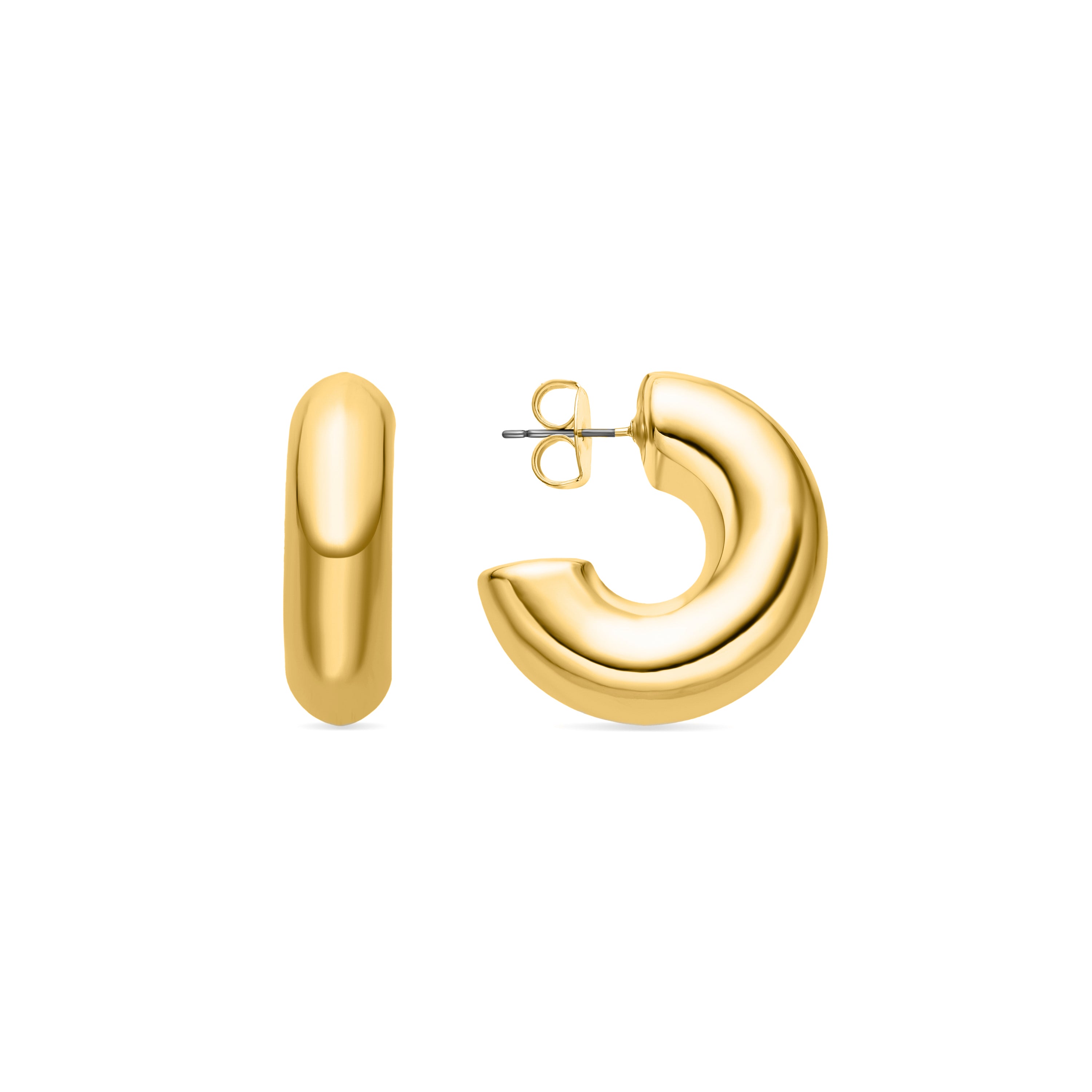 Brincos de 30mm de diâmetro acabamento Ouro Amarelo 18K - Meibe