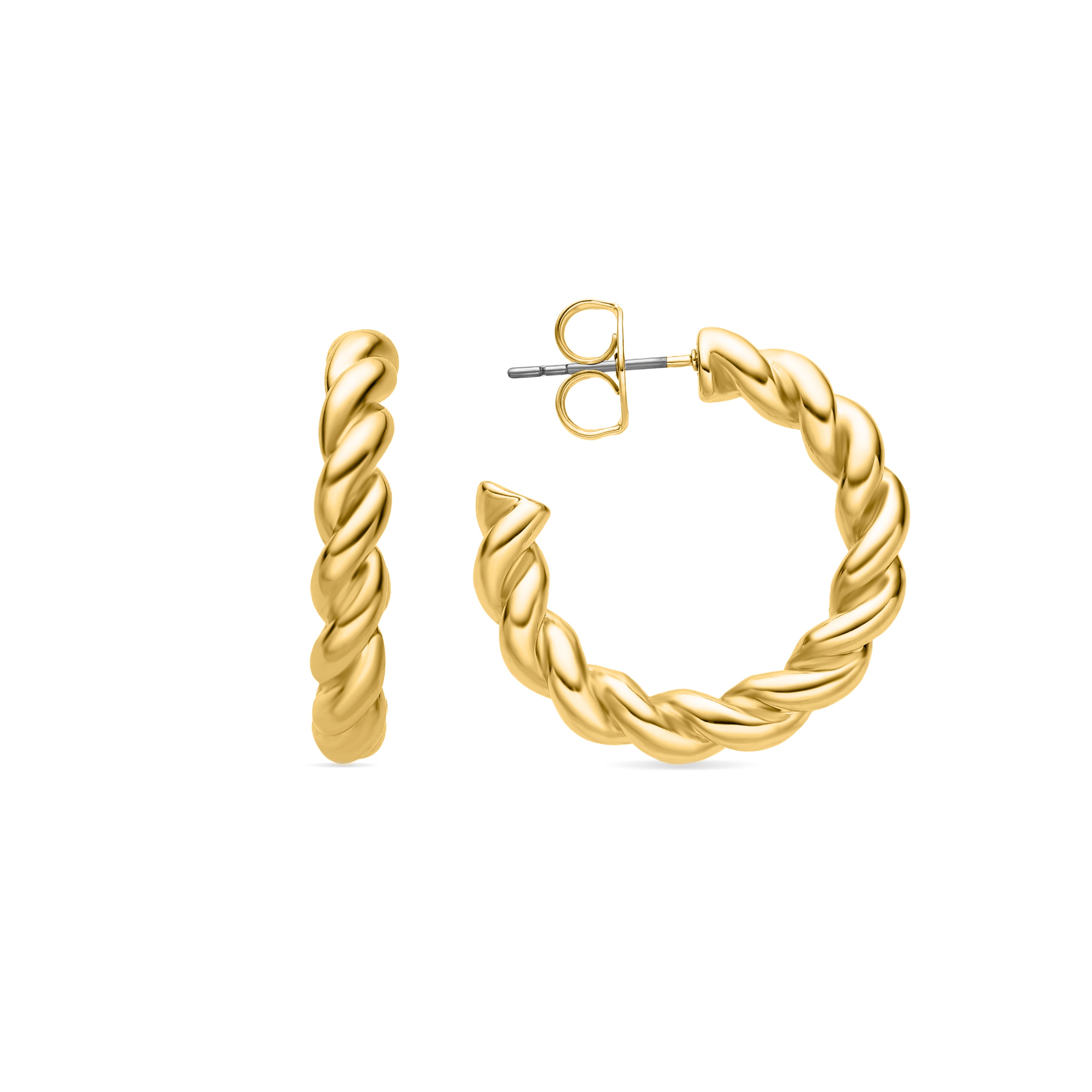 Boucles d'oreilles de 30mm de diamètre finition Or Jaune 18K - Imcaki