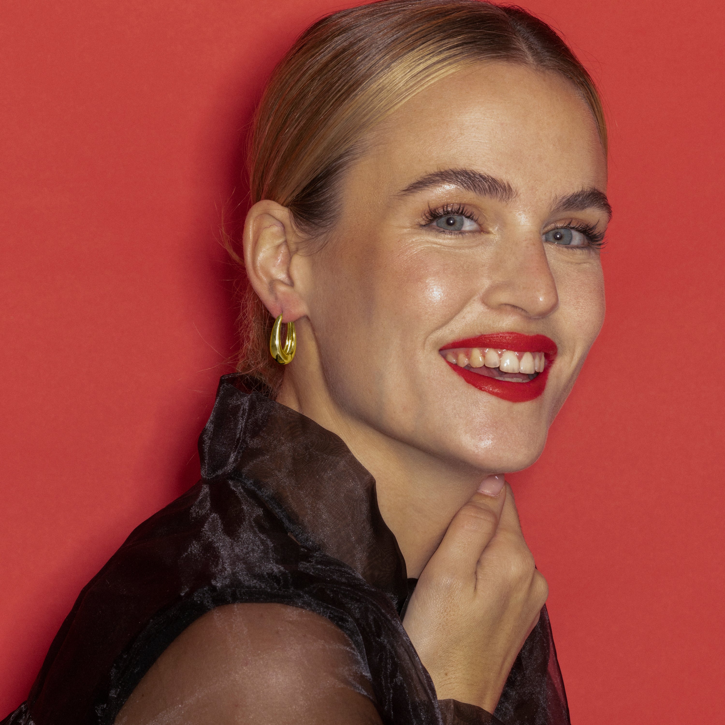 Boucles d'oreilles de 24mm de diamètre finition Or Jaune 18k - Luya