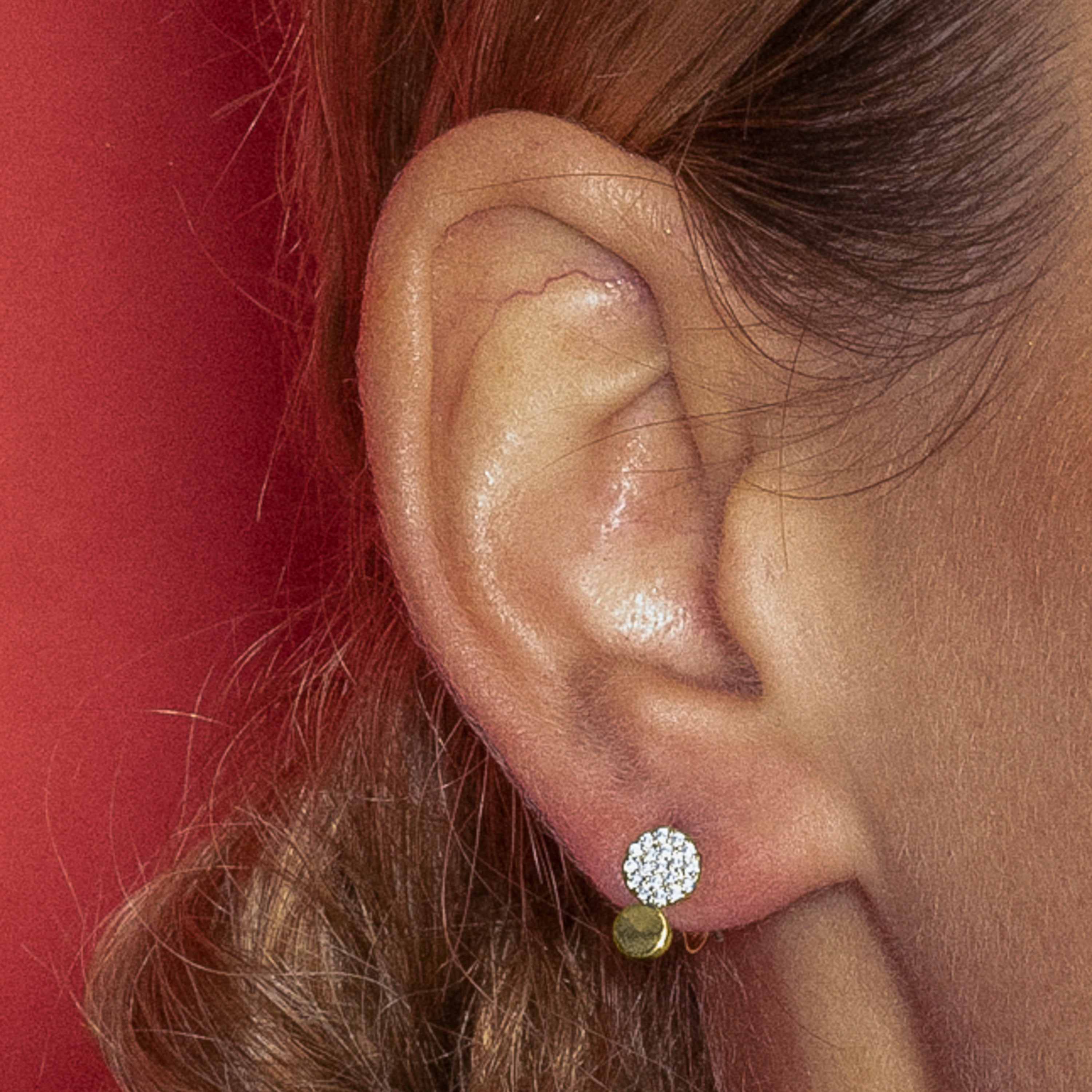 Boucles d'oreilles avec zircon brillant finition or 18k - Gudpe