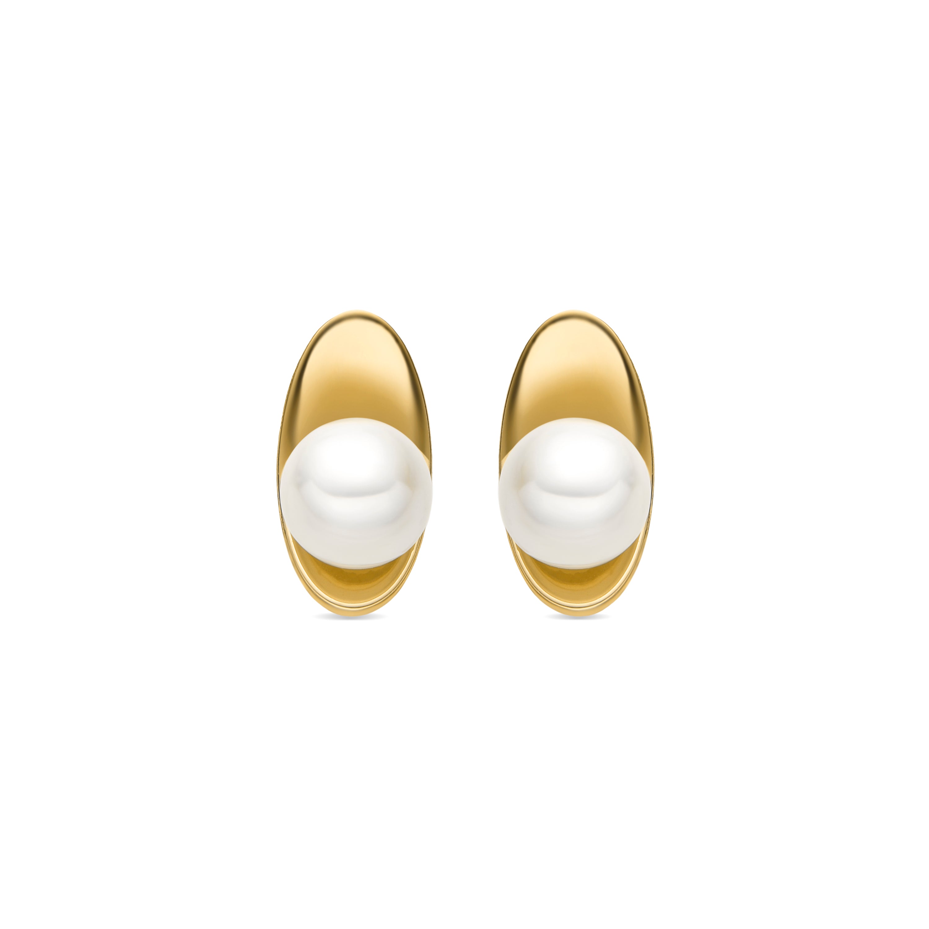Ohrringe mit weißer Perle, 18k Gold-Finish - Lyhu