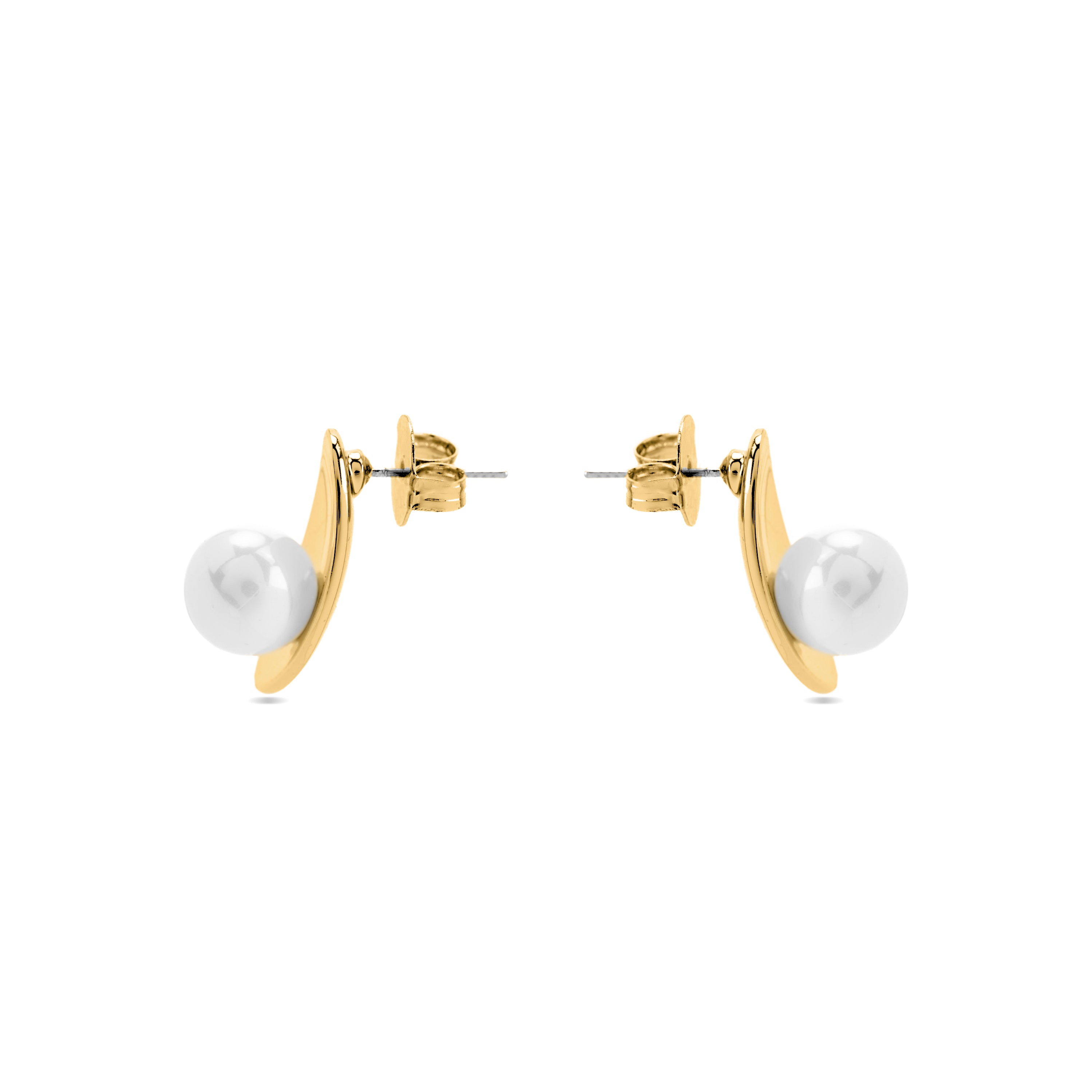 Ohrringe mit weißer Perle, 18k Gold-Finish - Lyhu