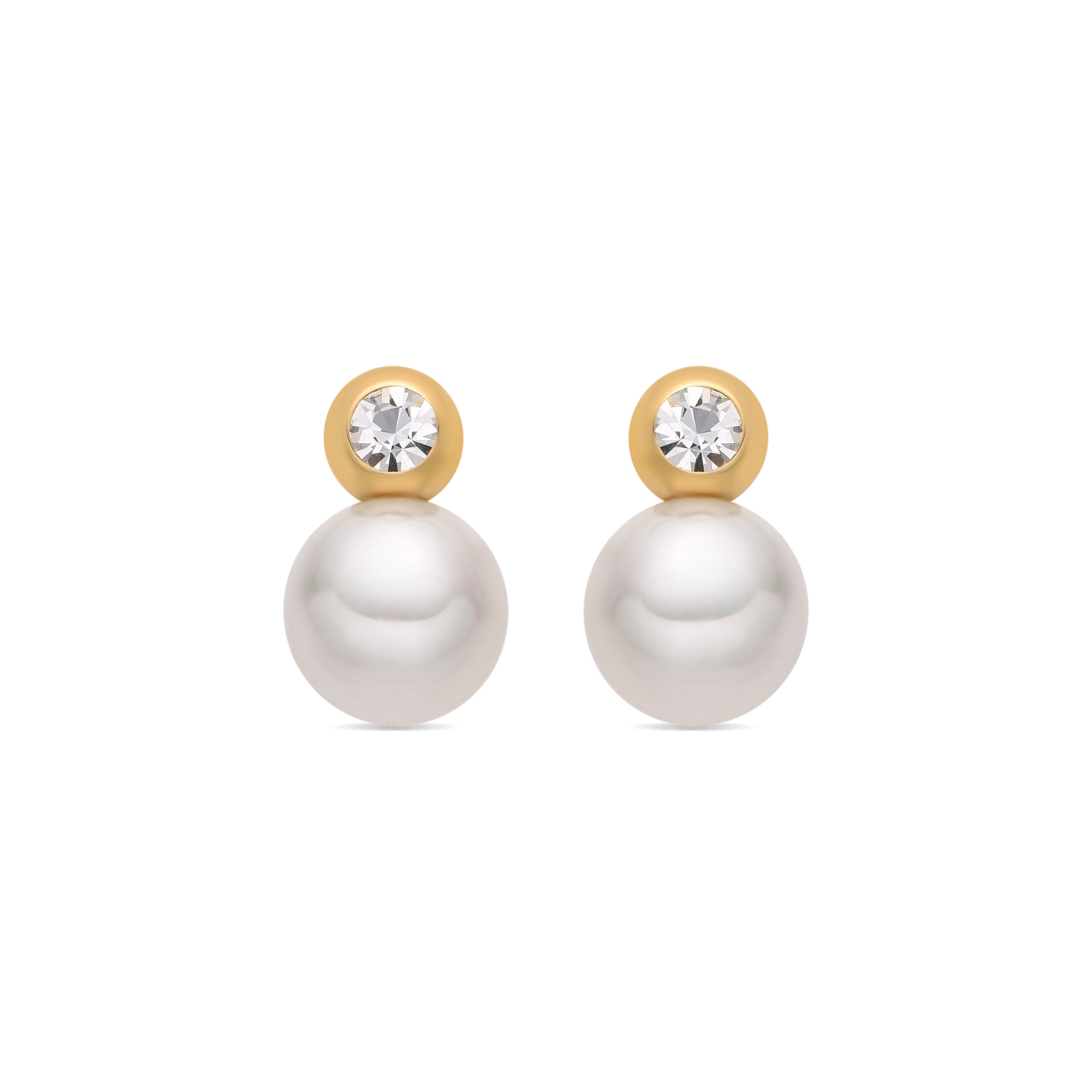 Boucles d'oreilles avec perle blanche finition or 18k - Asny