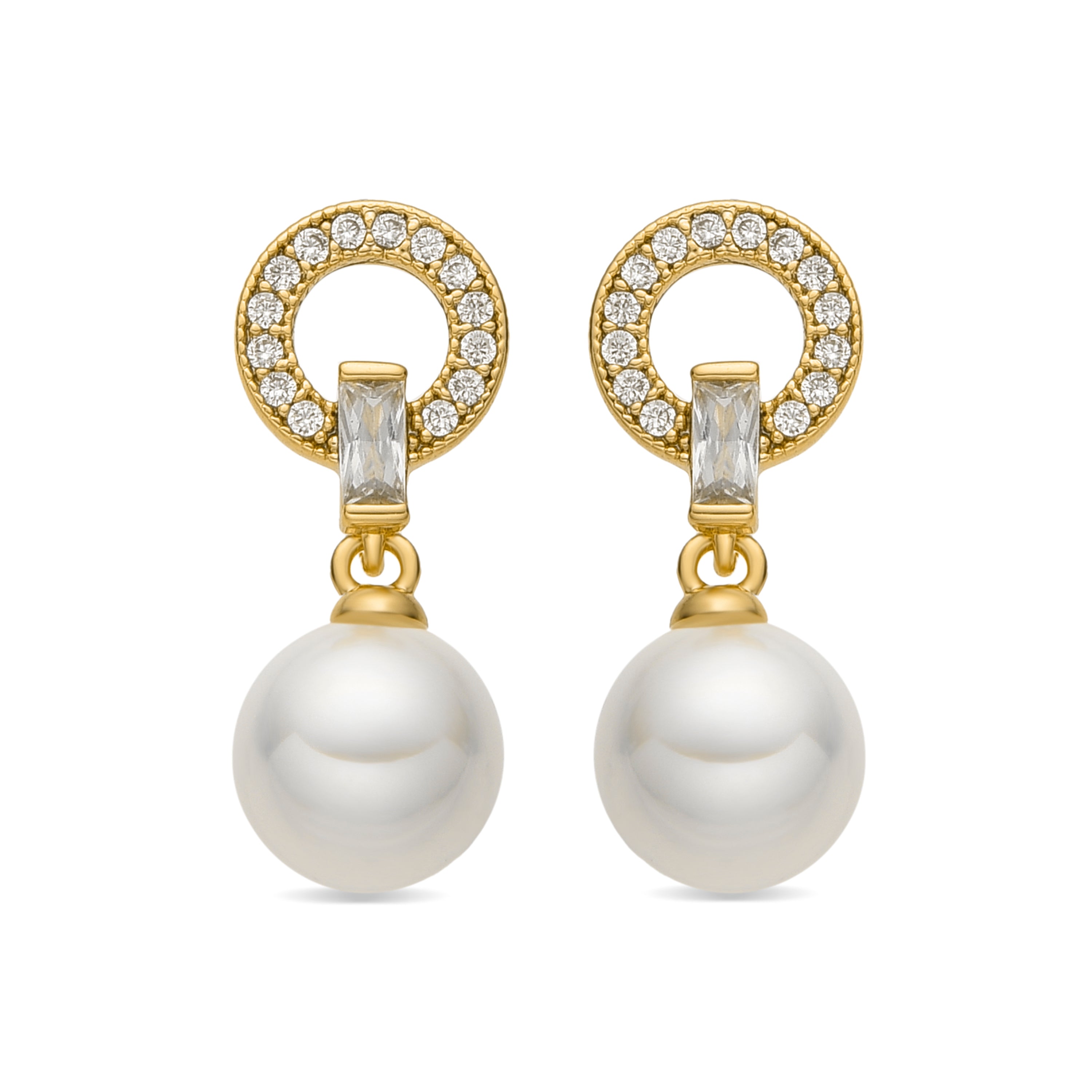 Boucles d'oreilles avec Perle Blanche finition or 18k - Hicur
