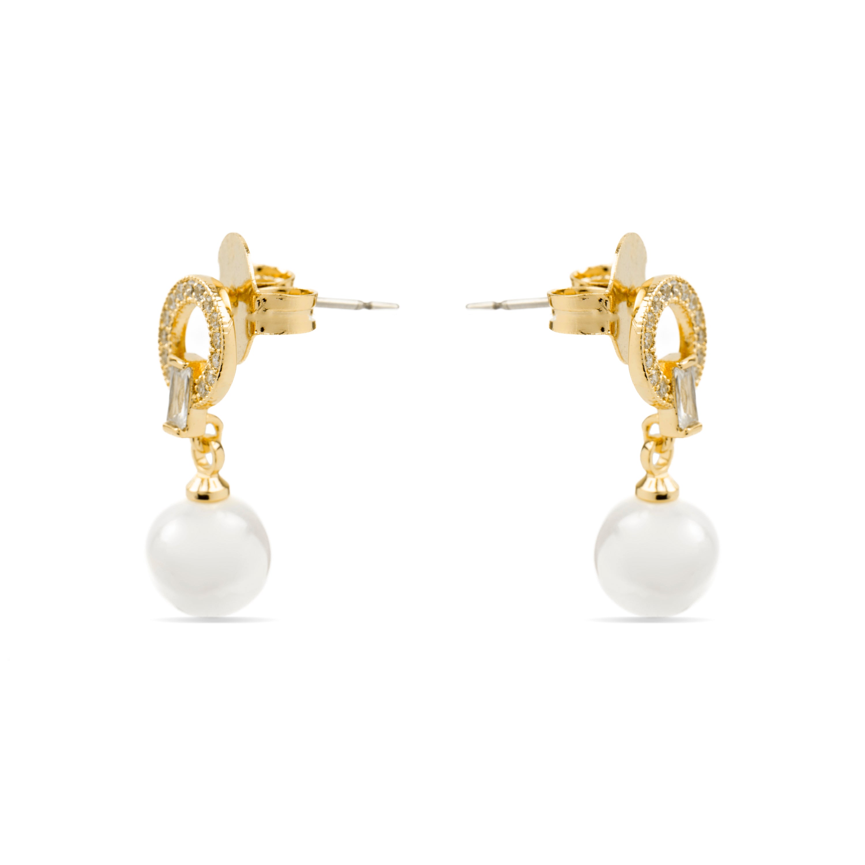 Pendientes con Perla Blanca acabado oro 18k - Hicur