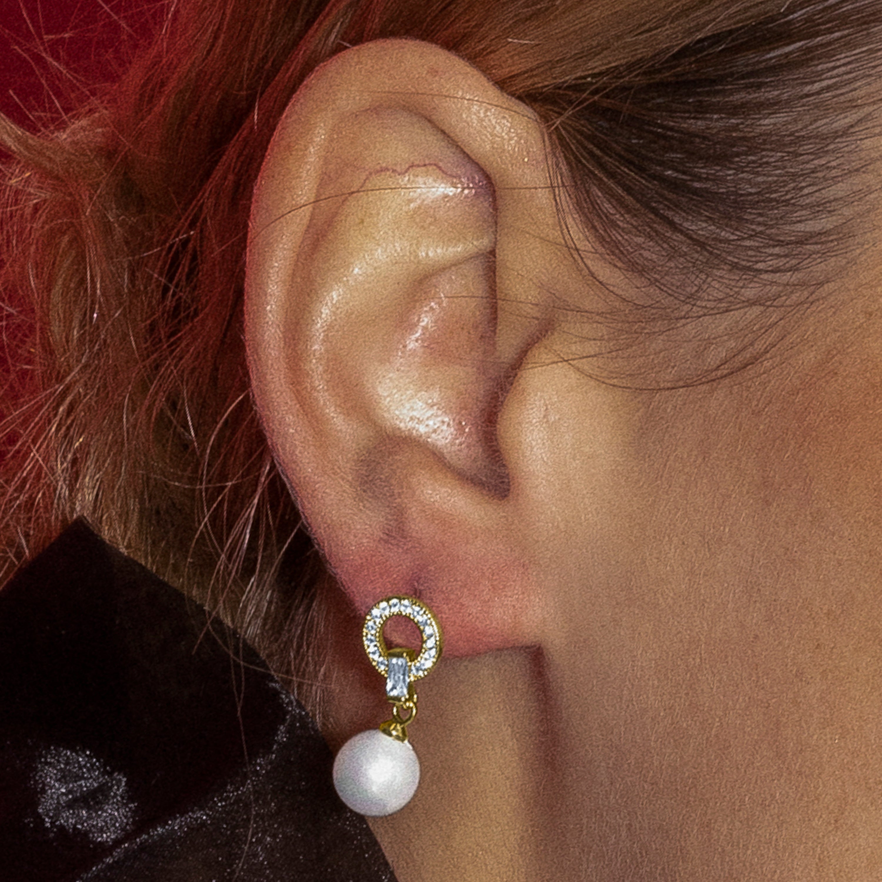 Pendientes con Perla Blanca acabado oro 18k - Hicur