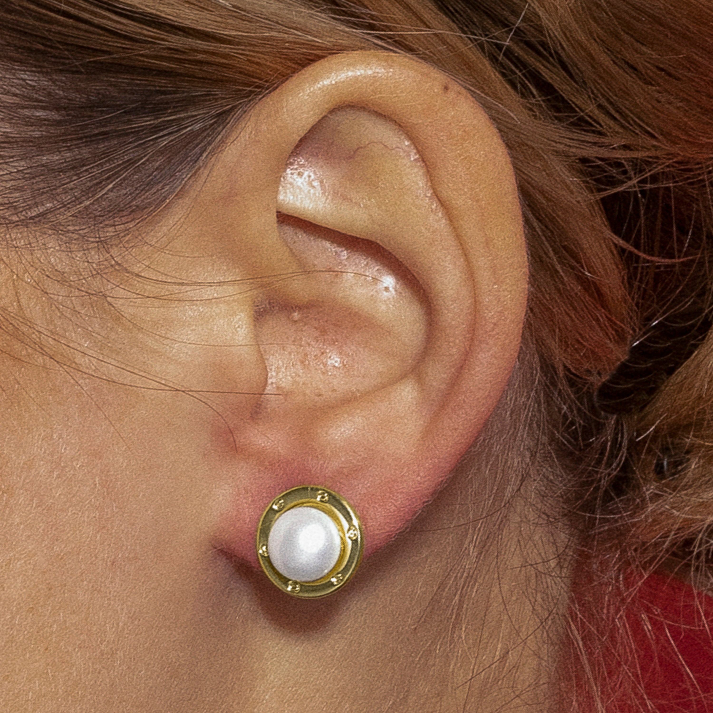 Orecchini con Perla Bianca finitura oro 18k - Ciada