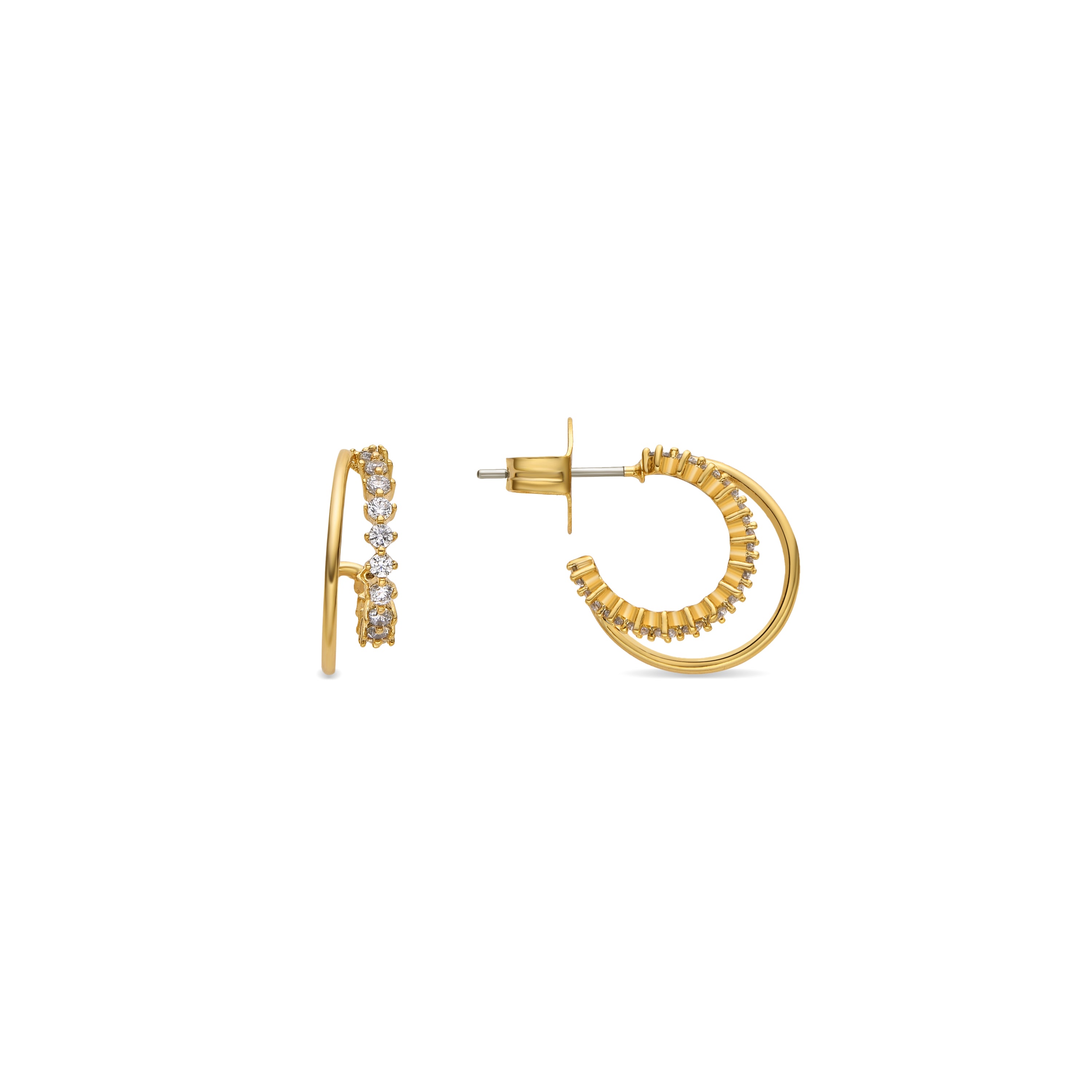 Earrings with Brilliant Zirconia finished in 18k gold - Daroti