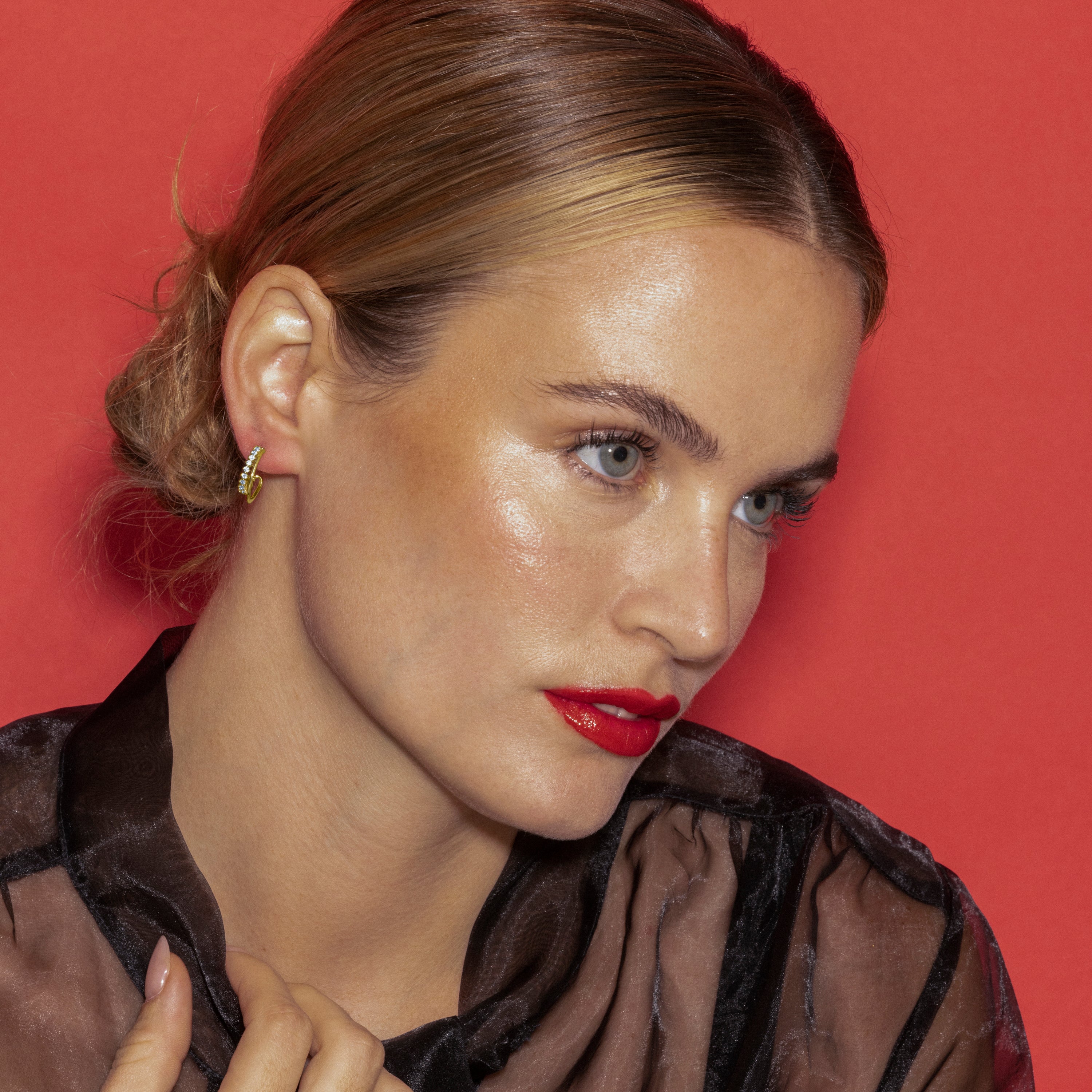 Earrings with Brilliant Zirconia finished in 18k gold - Daroti