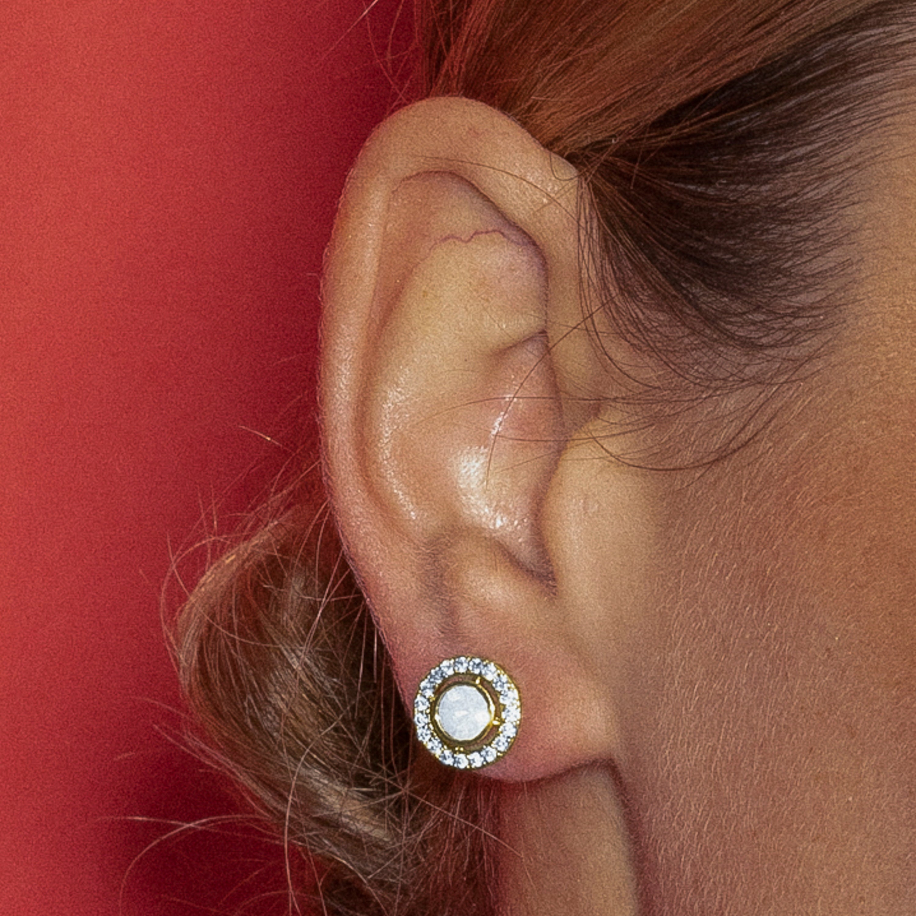 Boucles d'oreilles avec Zircone brillante finition or 18k - Riashe