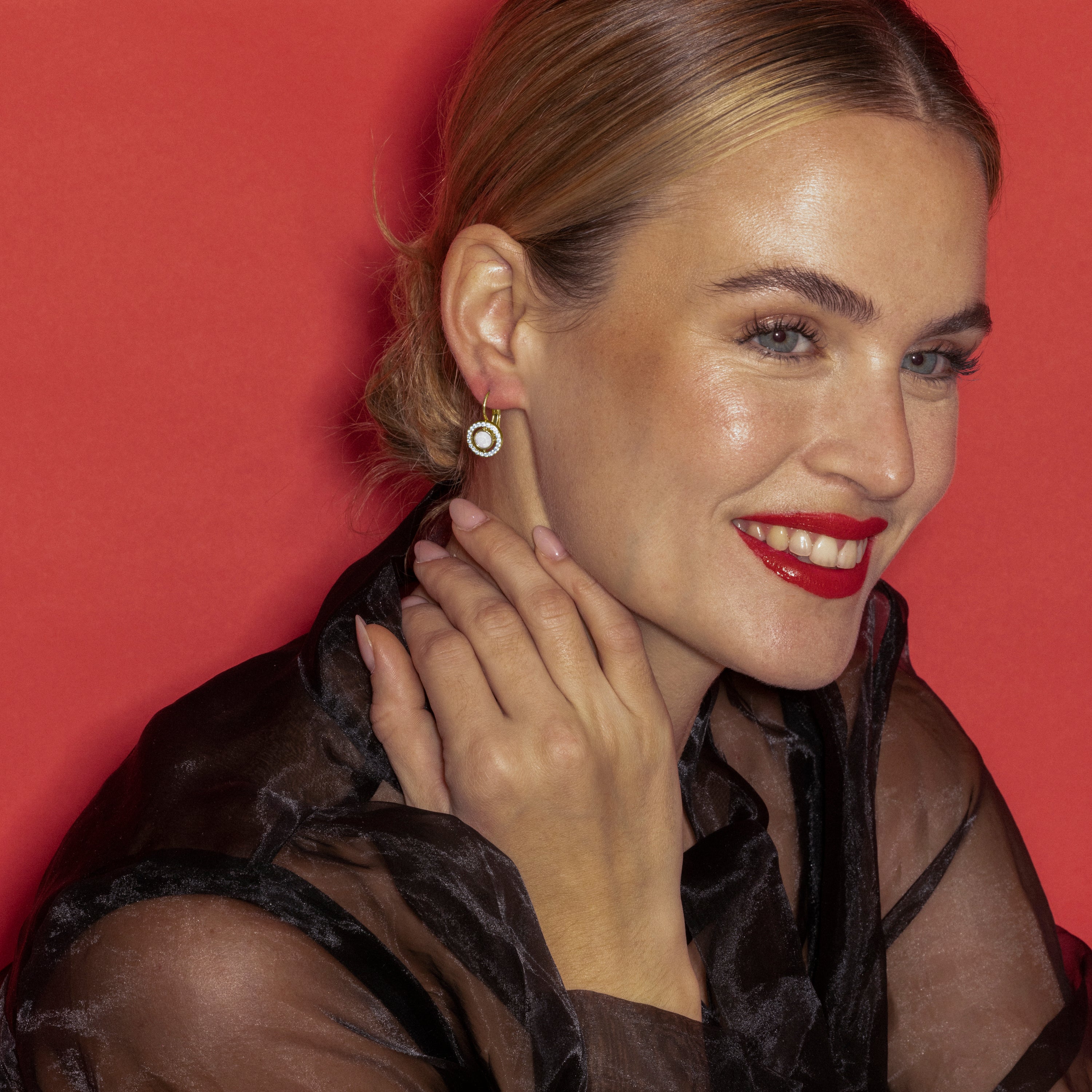 Earrings with Brilliant Zirconia finished in 18k gold - Othal