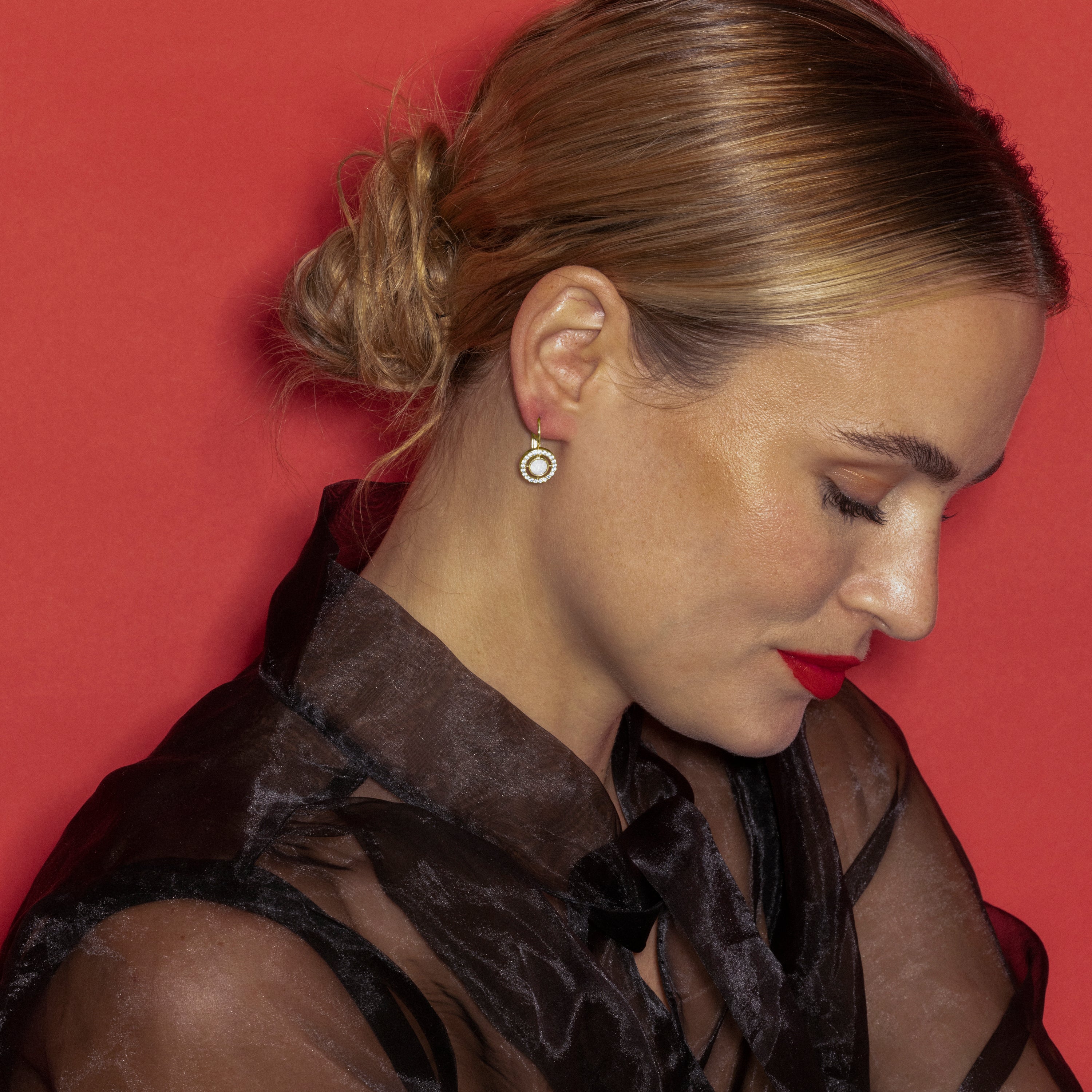 Earrings with Brilliant Zirconia finished in 18k gold - Othal