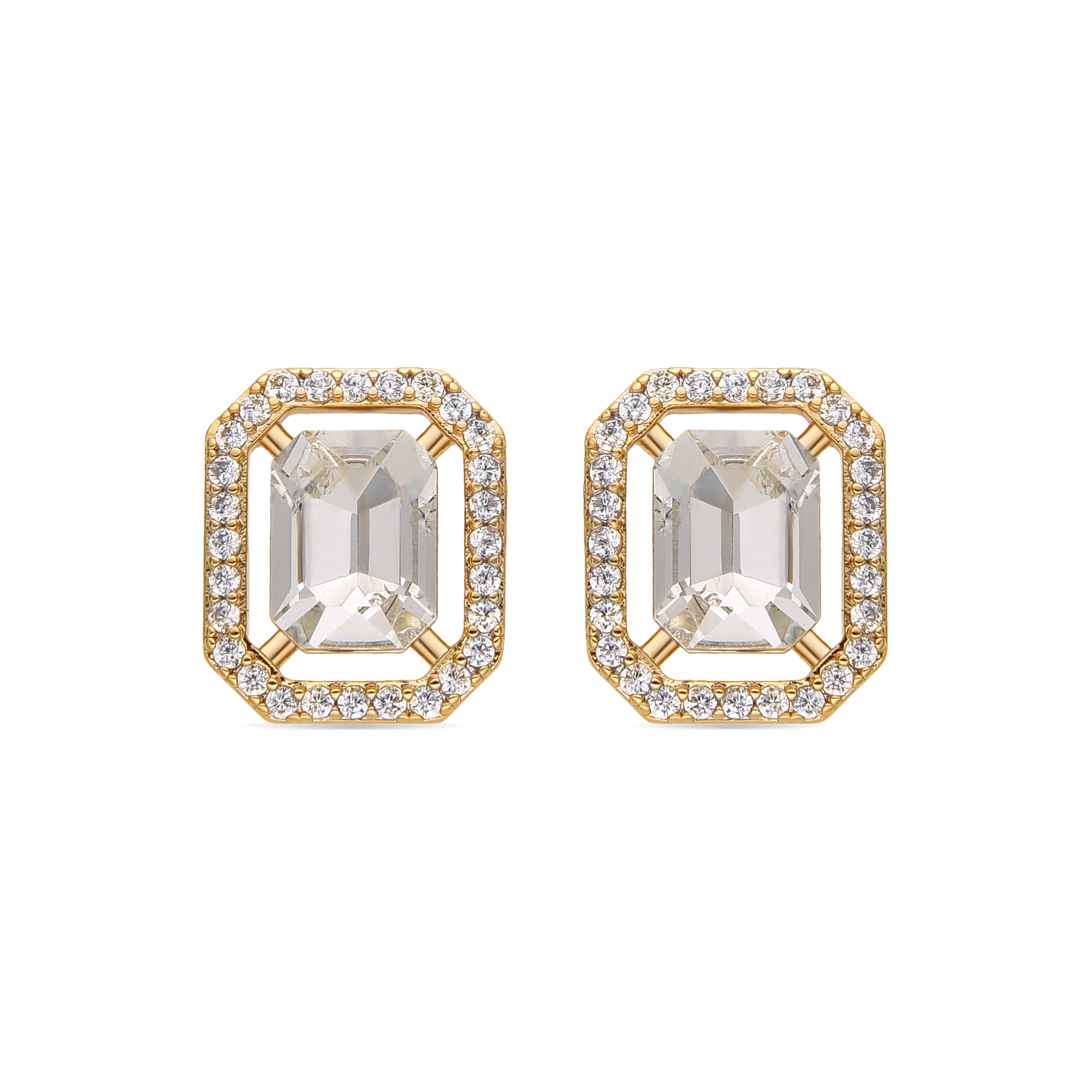 Boucles d'oreilles avec zircon brillant finition or 18k - Surin