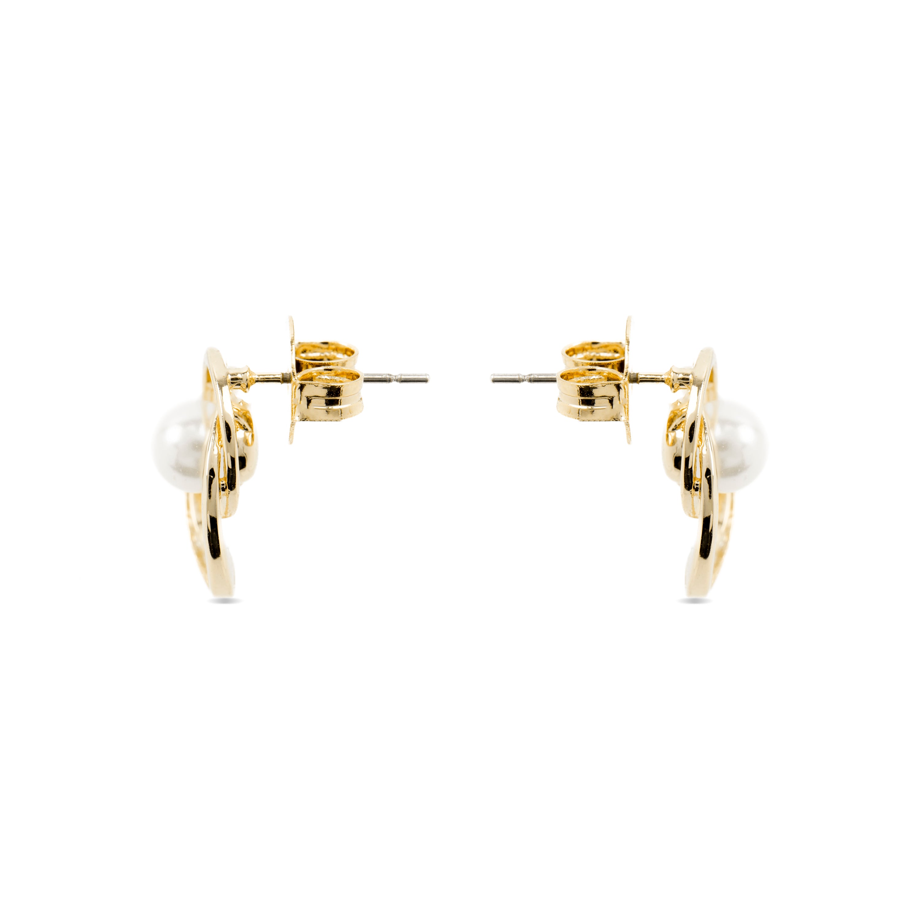 Boucles d'oreilles avec perle blanche finition or 18k - Lebya