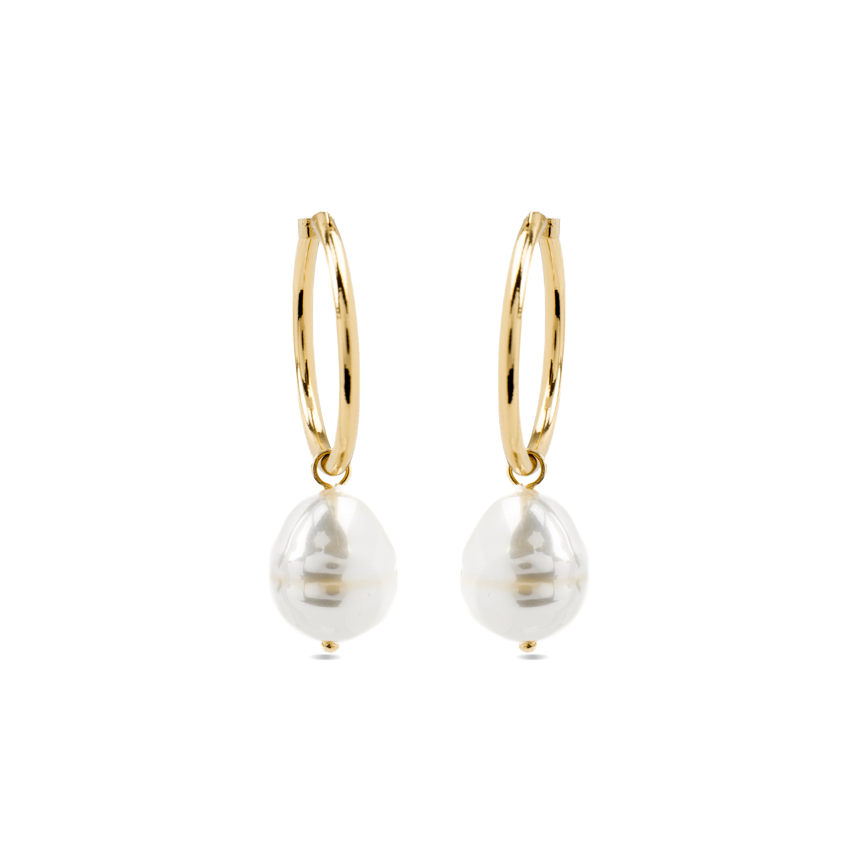 Boucles d'oreilles avec perle blanche finition or 18k - Nemys