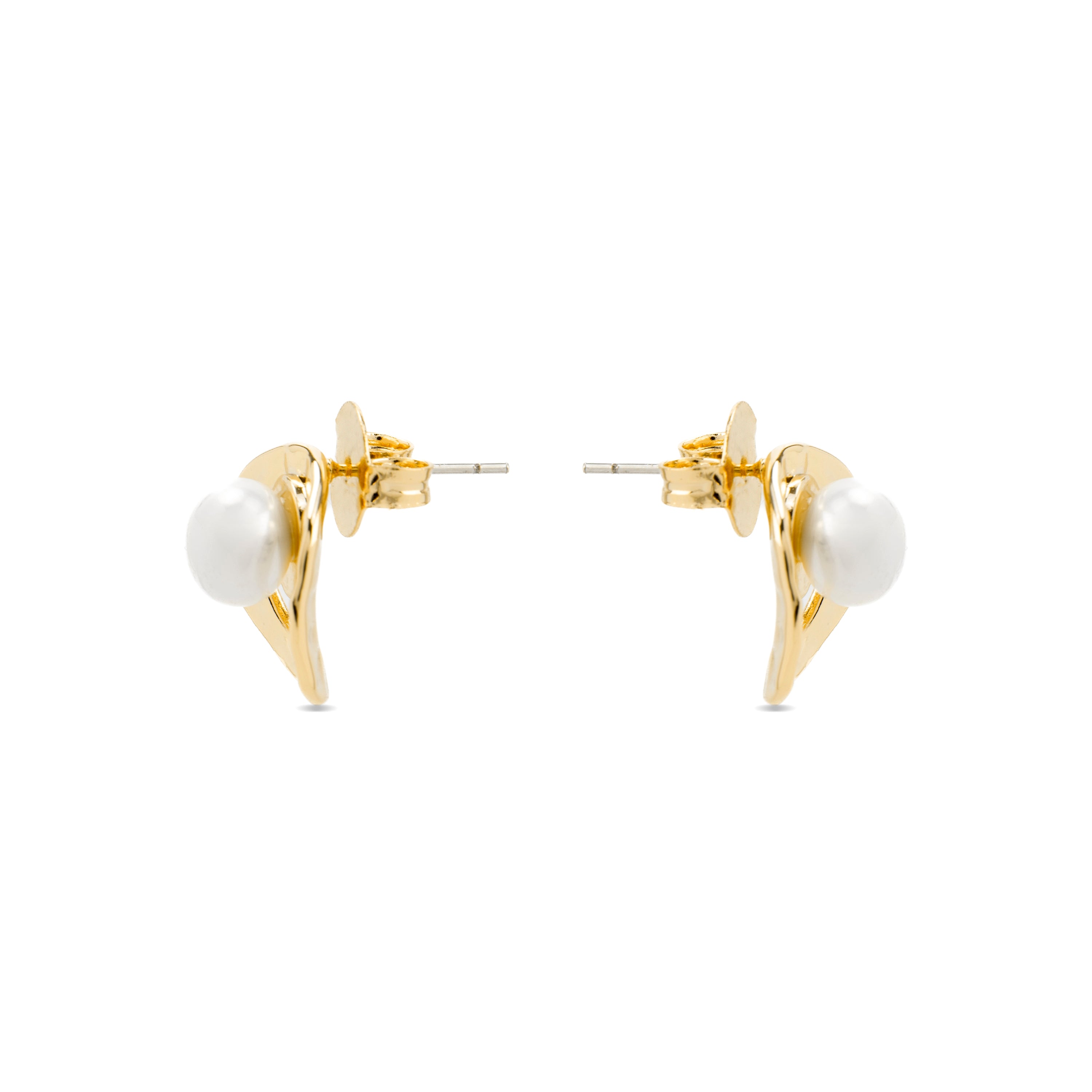 Pendientes con Perla Blanca acabado oro 18k - Ku
