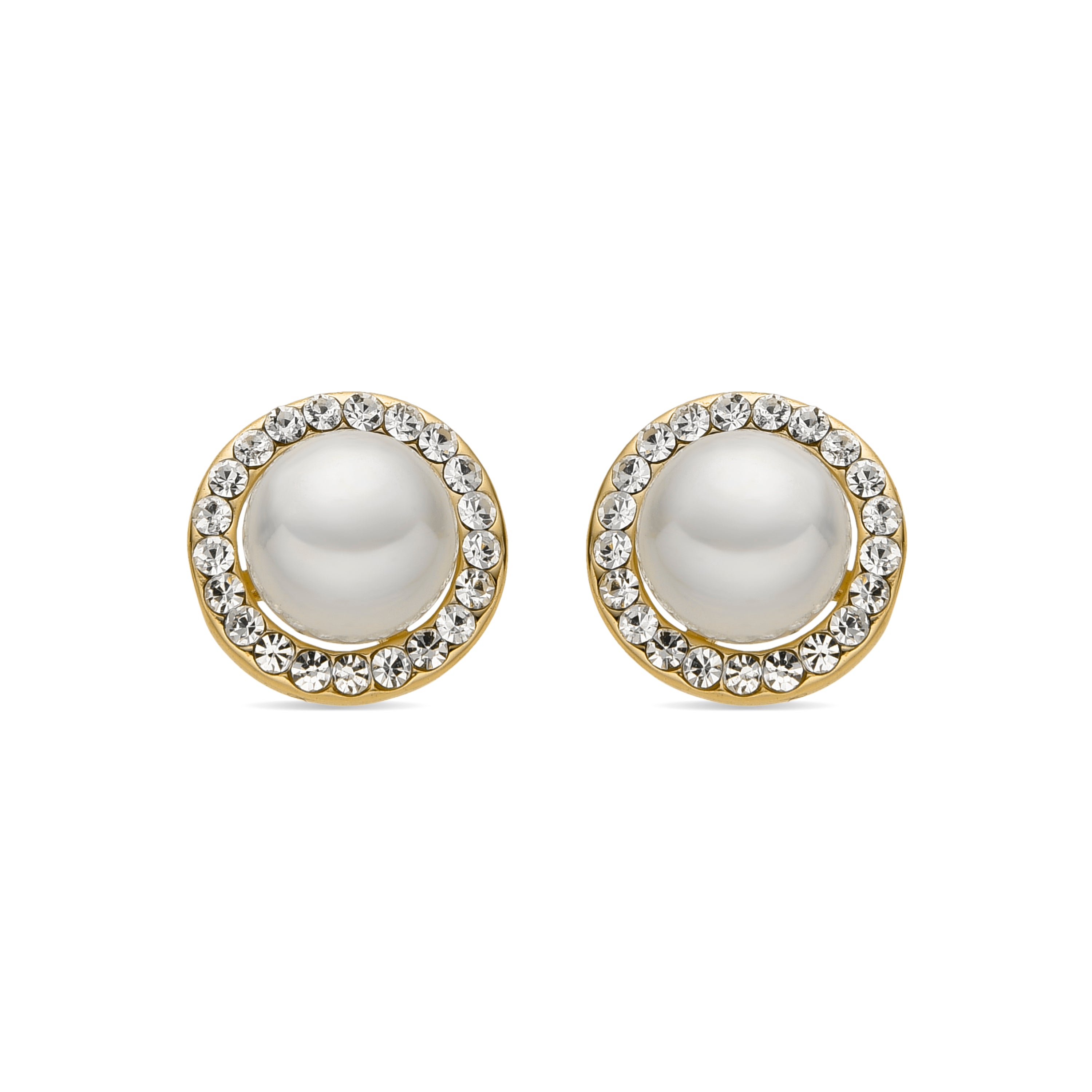 Orecchini con Perla Bianca finitura oro 18k - Basnik