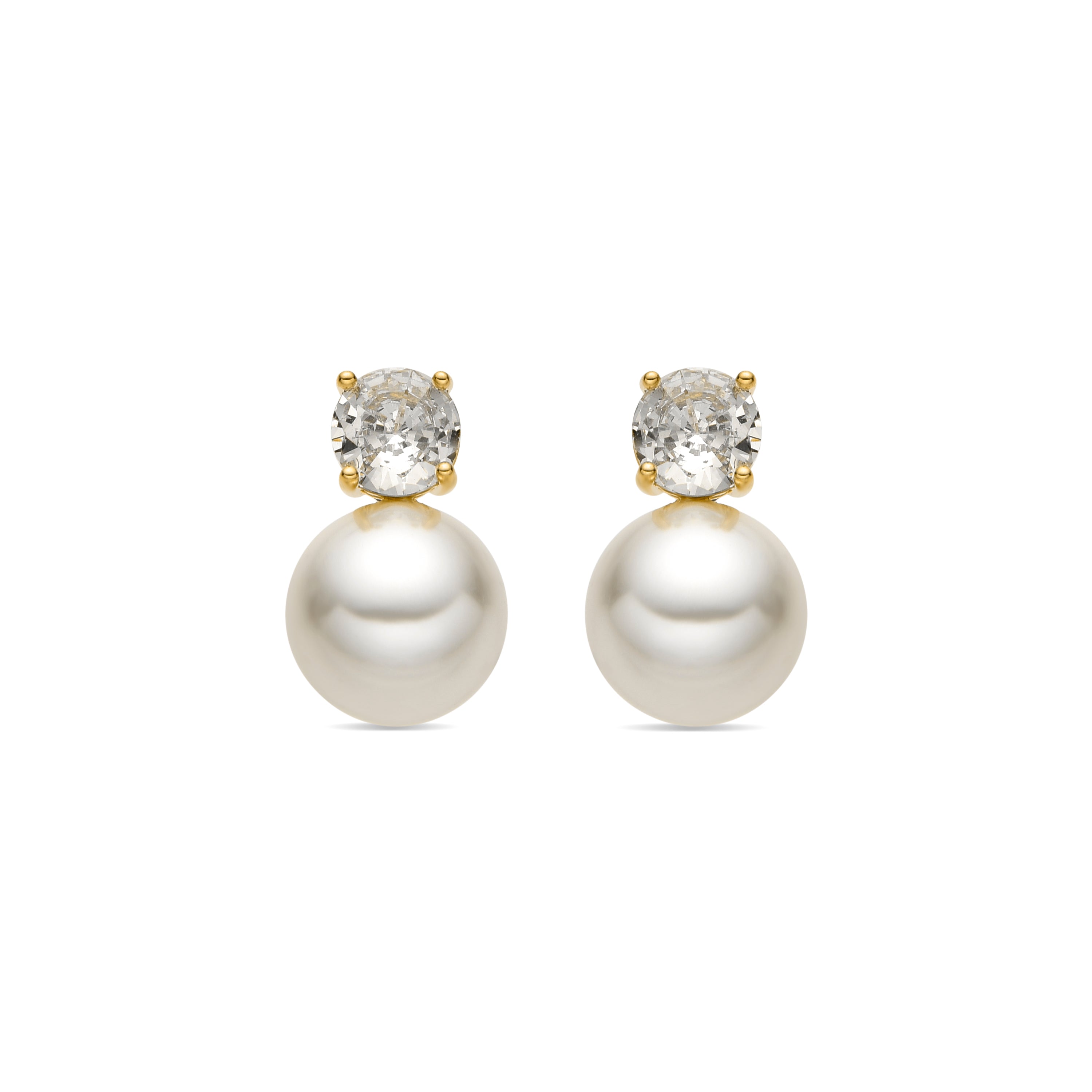 Pendientes con Perla Blanca acabado oro 18k - Pacezu