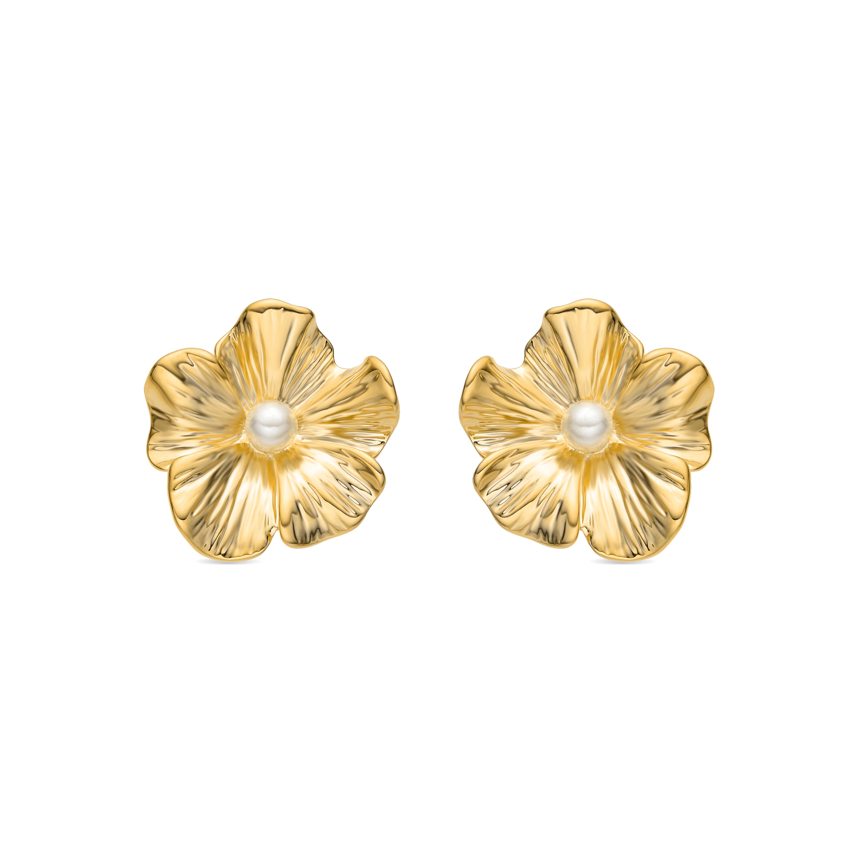 Boucles d'oreilles avec Perle Blanche finition or 18k - Leod