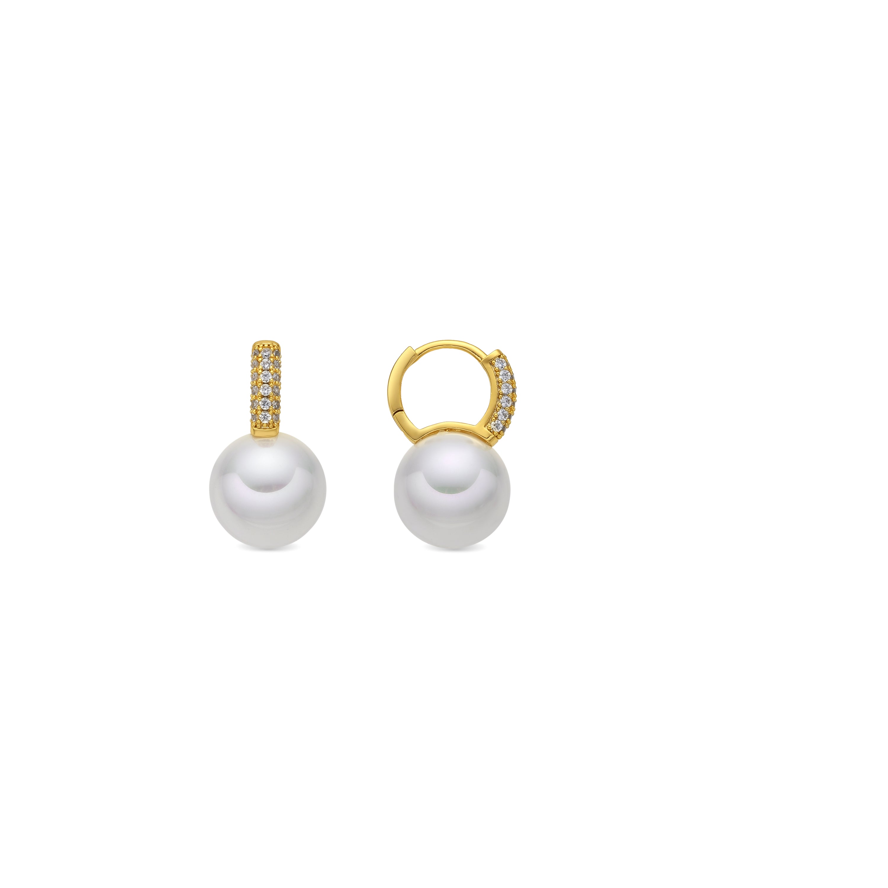 Ohrringe aus 18k Gelbgold und Weißer Perle - Maeki