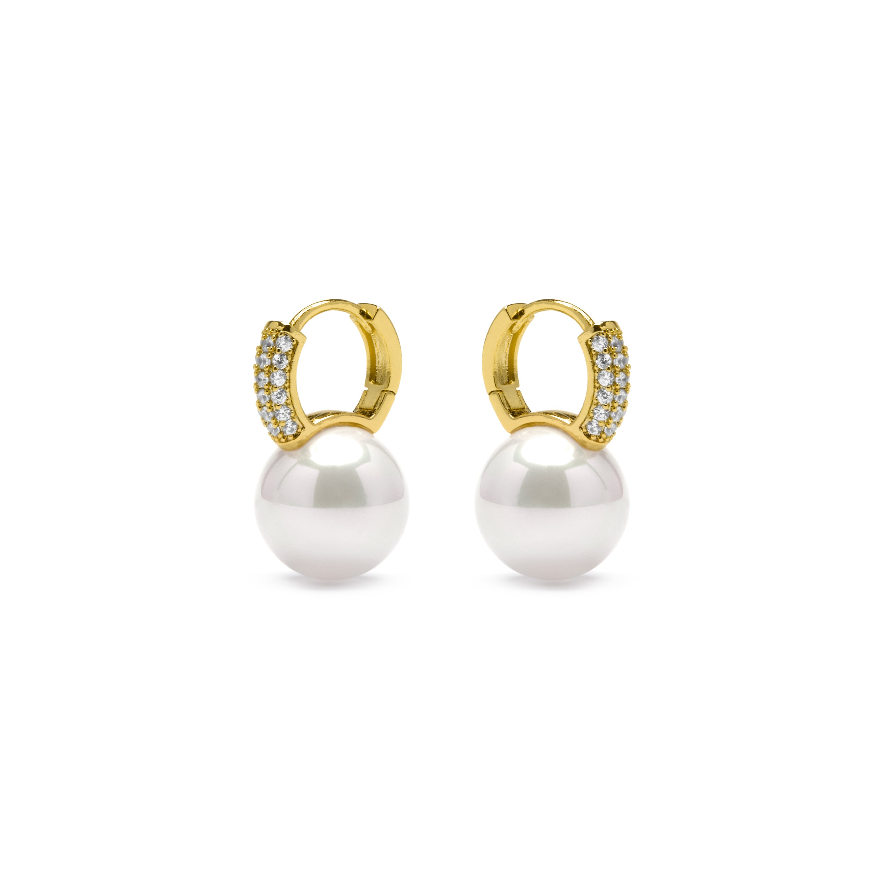 Ohrringe aus 18k Gelbgold und Weißer Perle - Maeki