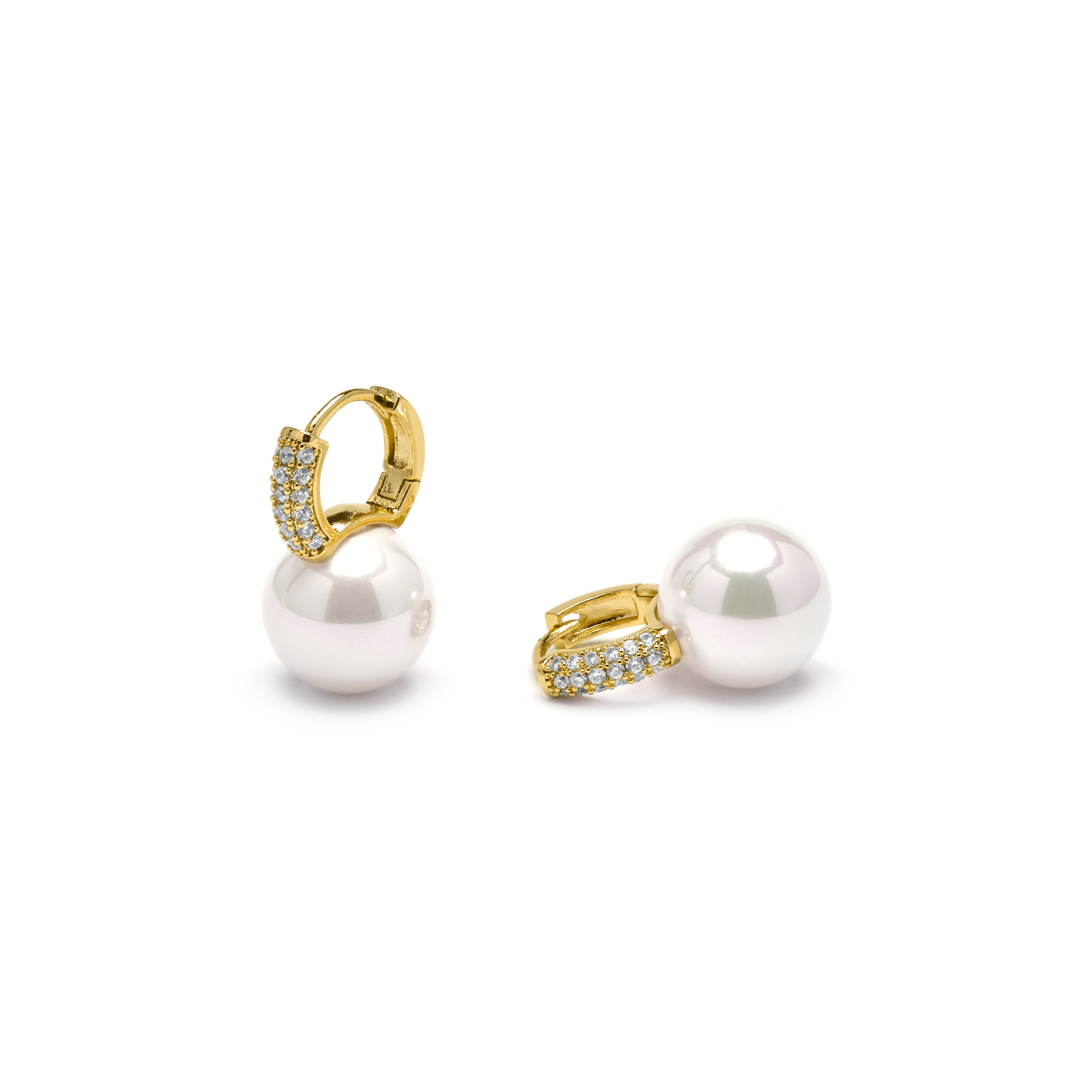 Ohrringe aus 18k Gelbgold und Weißer Perle - Maeki