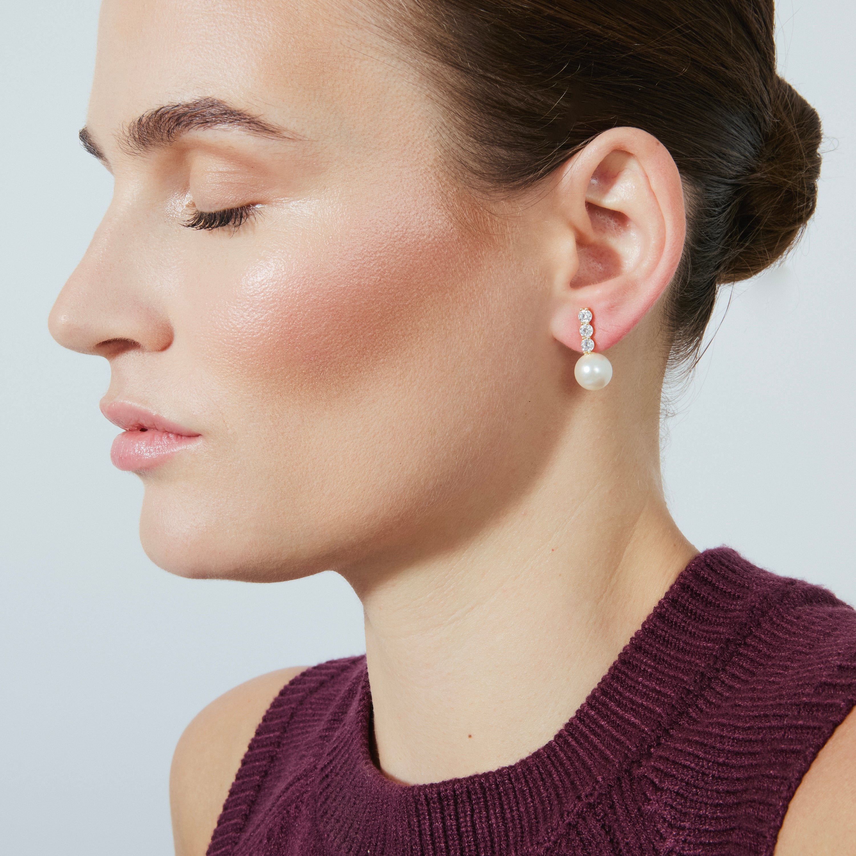 Pendientes acabado oro amarillo de 18k y Perla Blanca - Anu