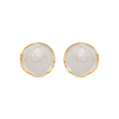 Pendientes acabado oro amarillo de 18k y Lacado Blanco - Huldio