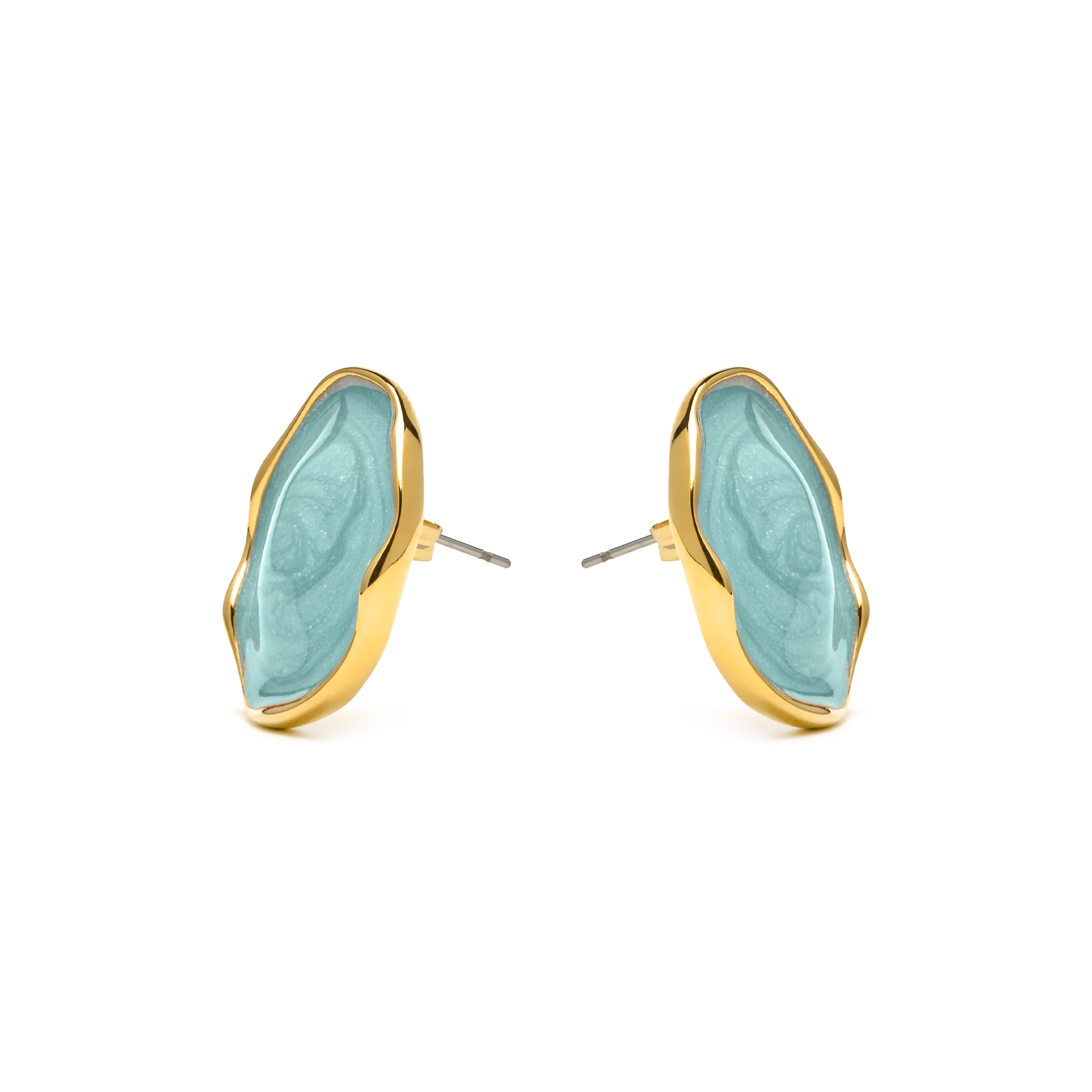 Huldio Earrings in Blue Lacquer with 18k Yellow Gold Finish