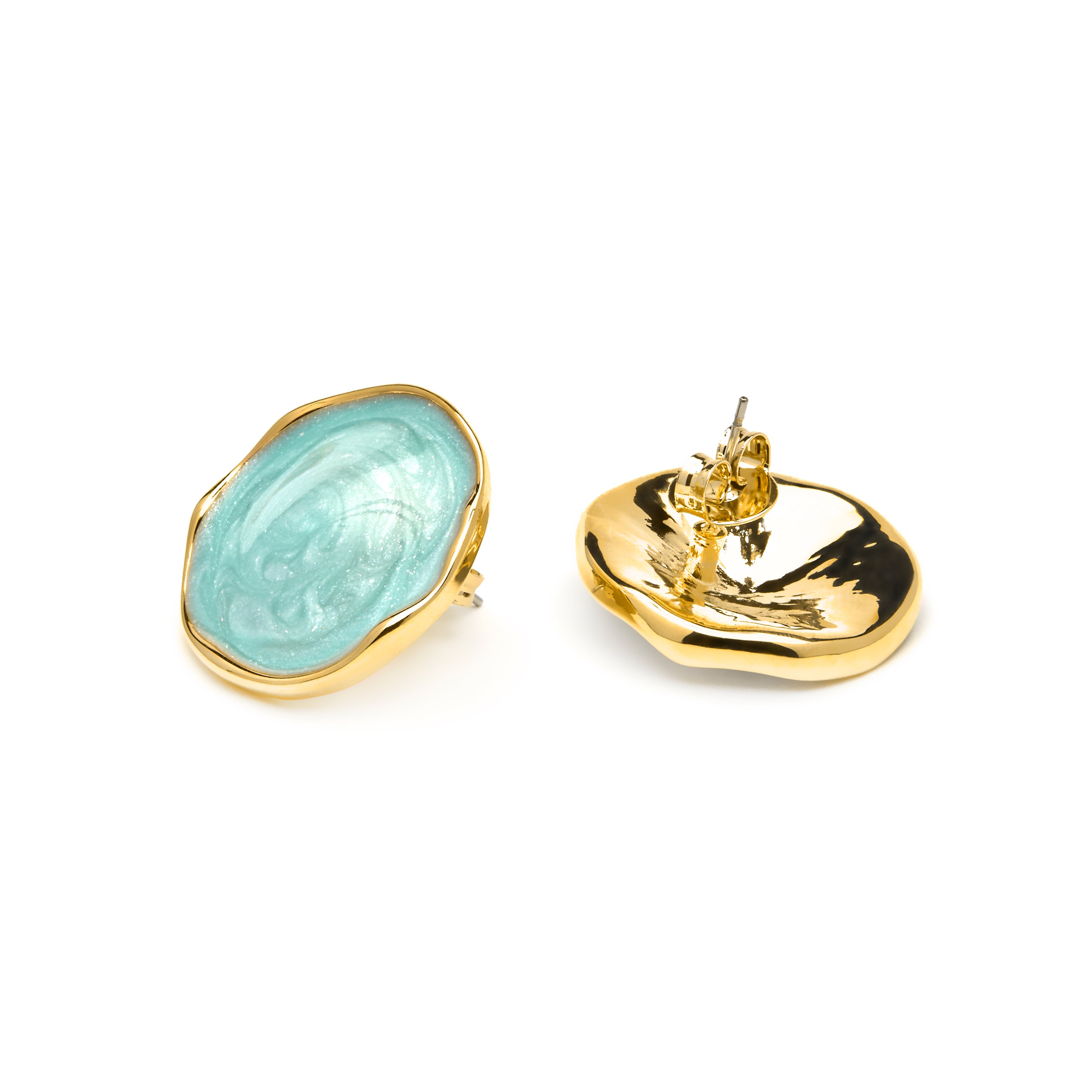 Huldio Earrings in Blue Lacquer with 18k Yellow Gold Finish
