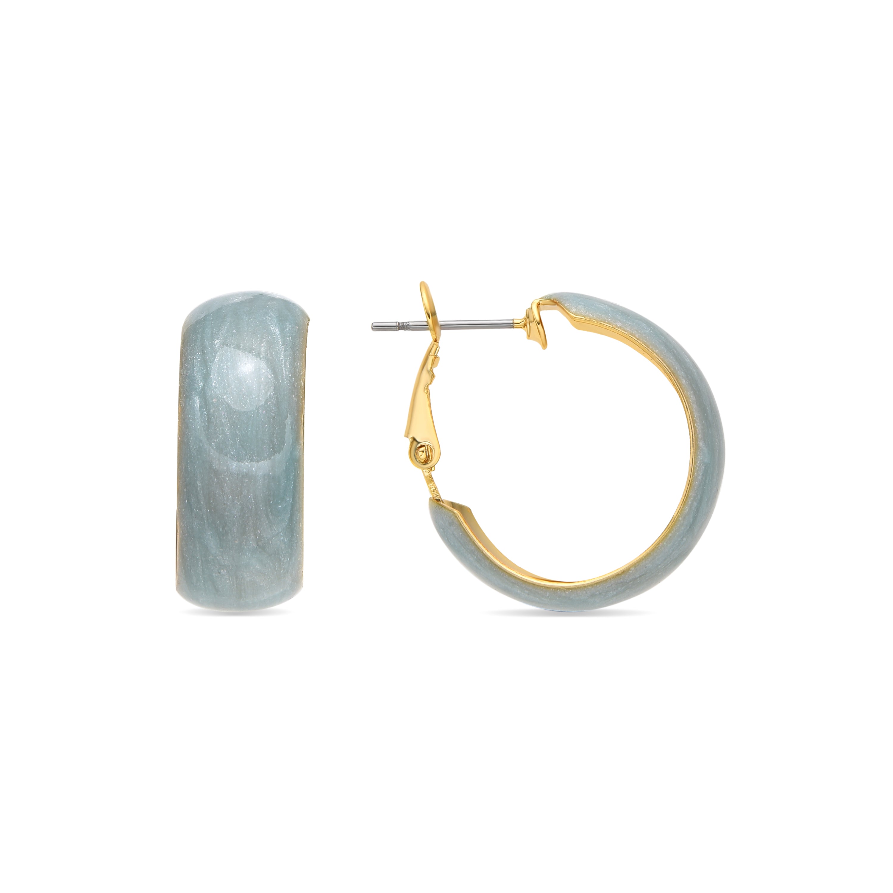Haiss Earrings in Blue Lacquer with 18k Yellow Gold Finish