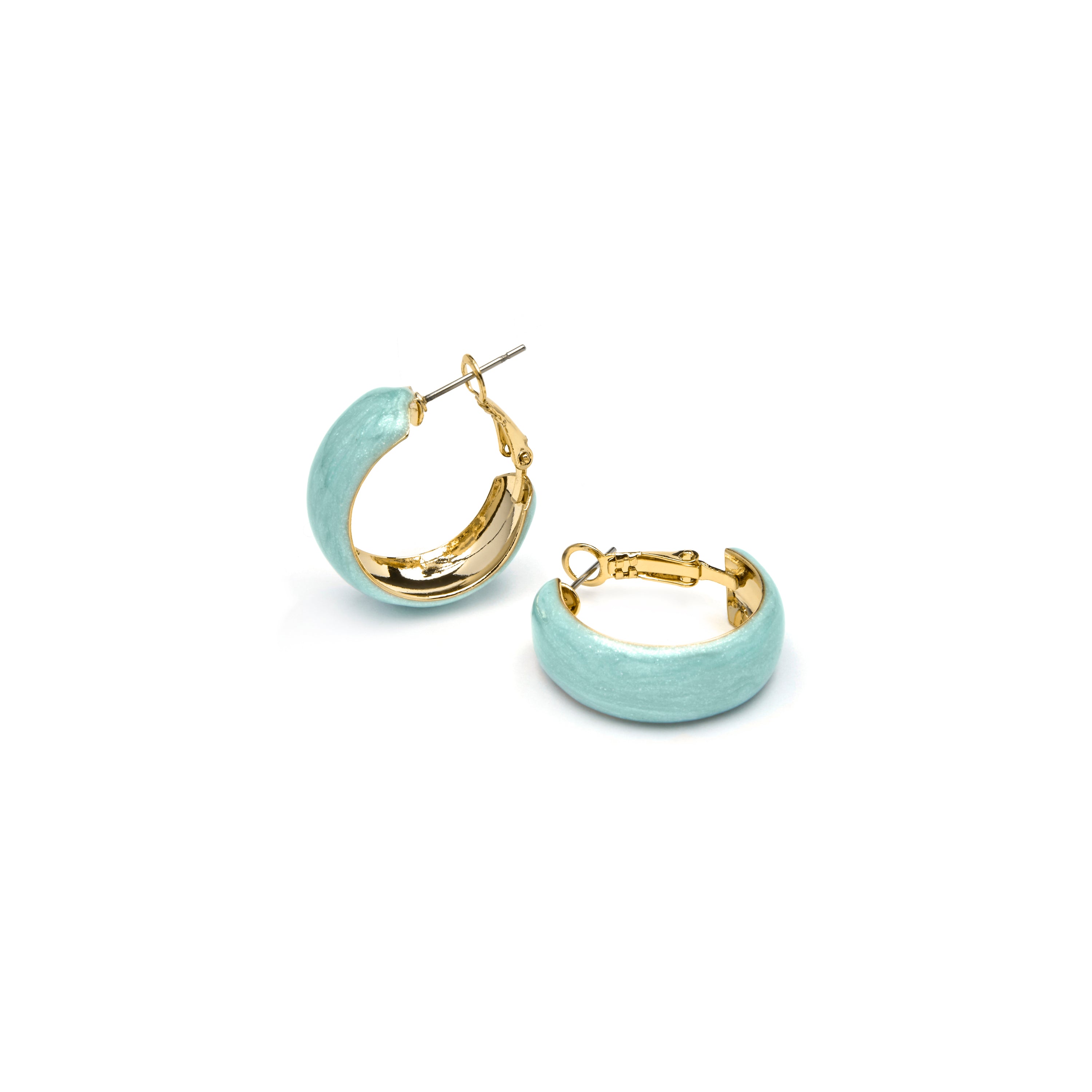 Orecchini Haiss in lacca blu con finitura in oro giallo 18k